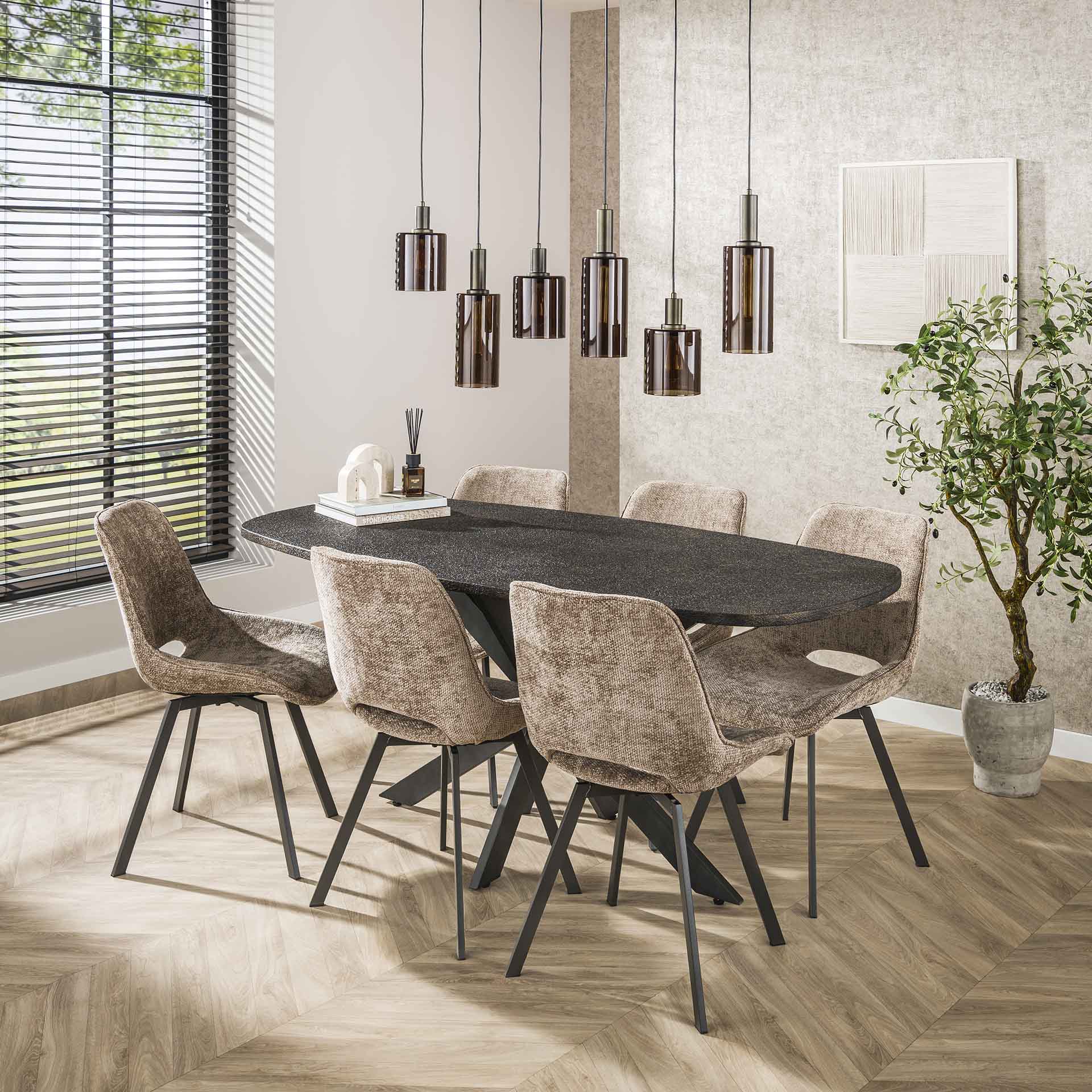 Retro Hängelampe Pendelleuchte Sepiora 6 flammig Glas Bronze Retro Hängelampe Pendelleuchte Sepiora 6 flammig Glas Bronze