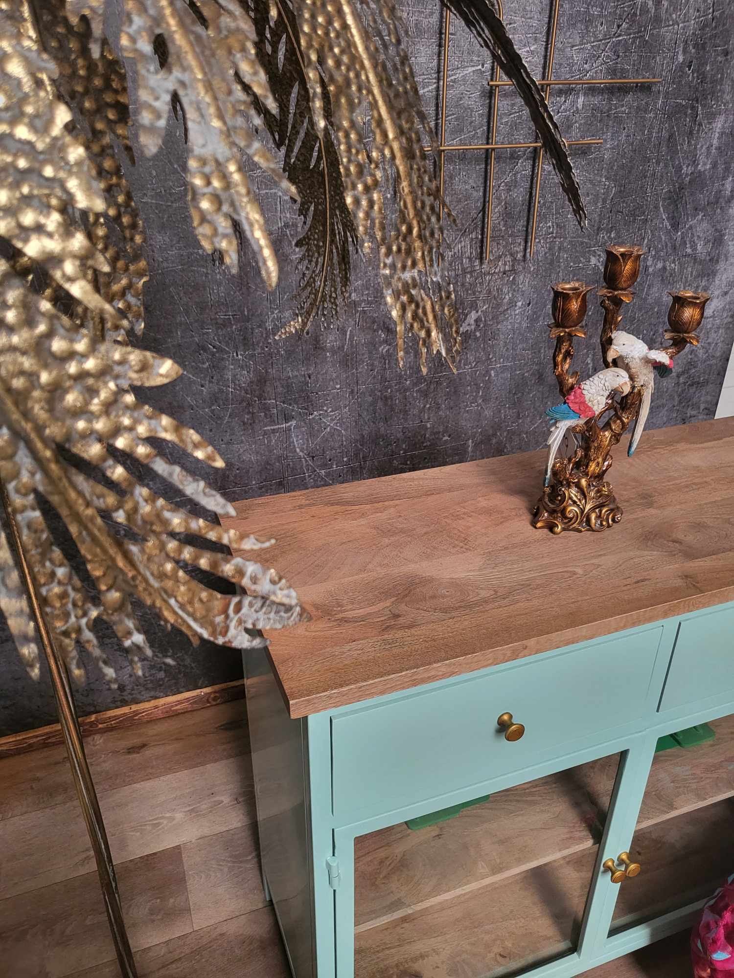 Küchenschrank Sideboard Vintage 2türig Provence Metallkorpus Holz Azure