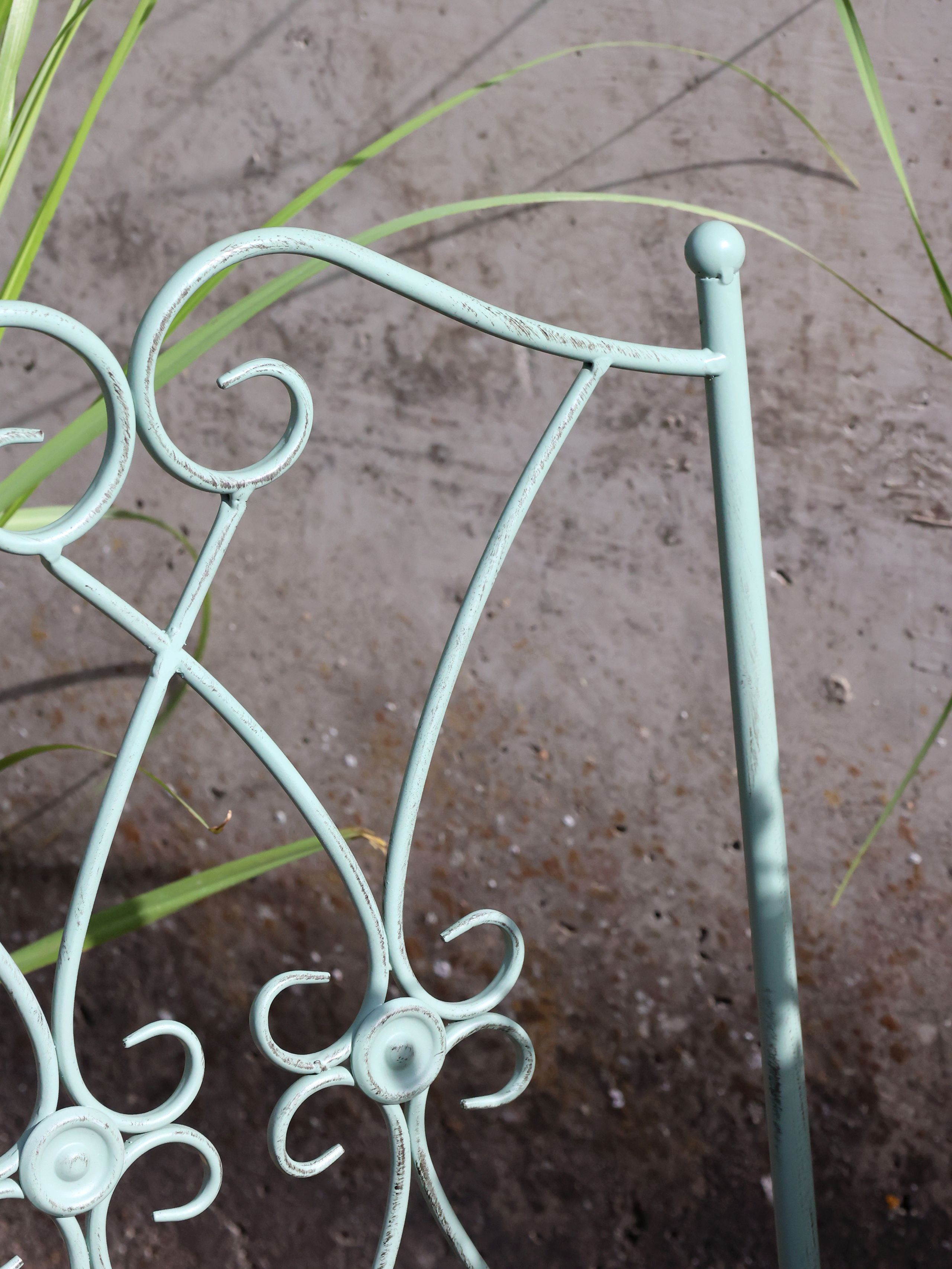 Vintage Set Jardin Metall Antik-Mint zwei Stühle ein Tisch