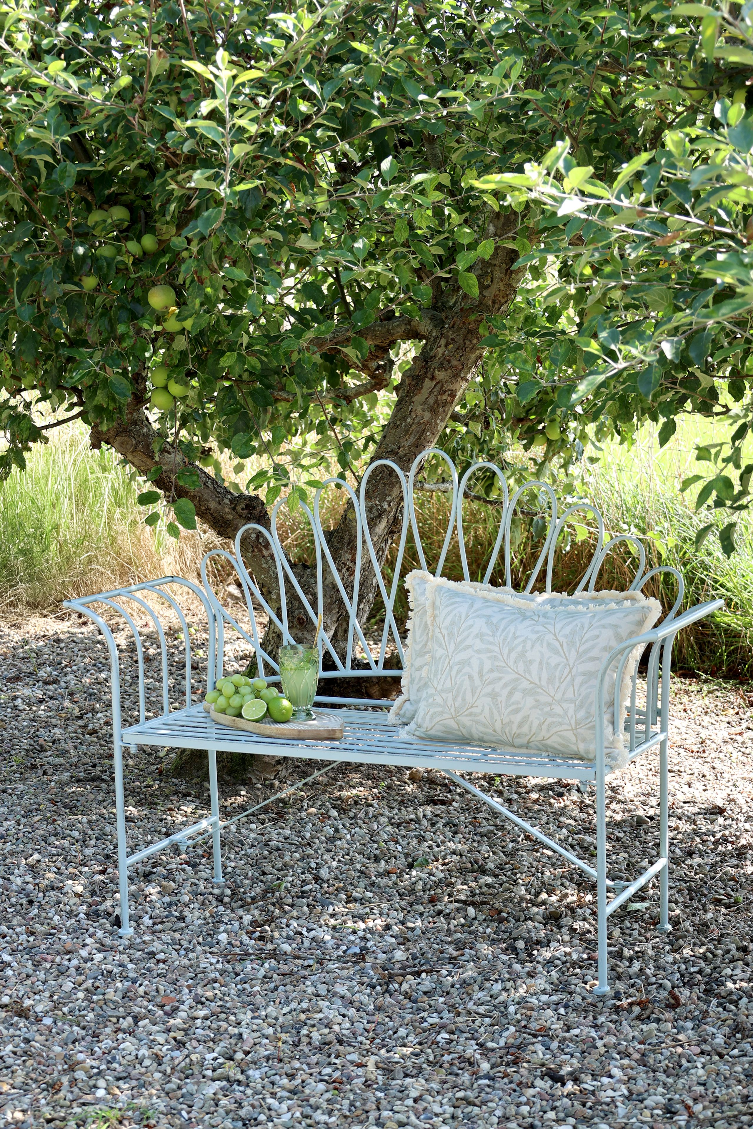 Vintage Gartenbank Jardin Metall Himmelblau faltbar