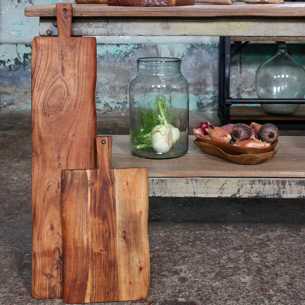 Schneidebrett Servierbrett Tapasbrett aus beständigem Akazienholz Geölt 90 x 21 cm