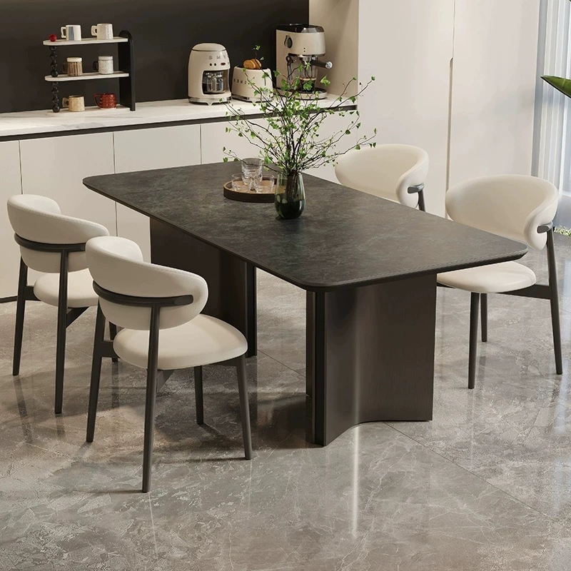 Industrial Esstisch Travertin DeepState schwarze Metallbeine 180