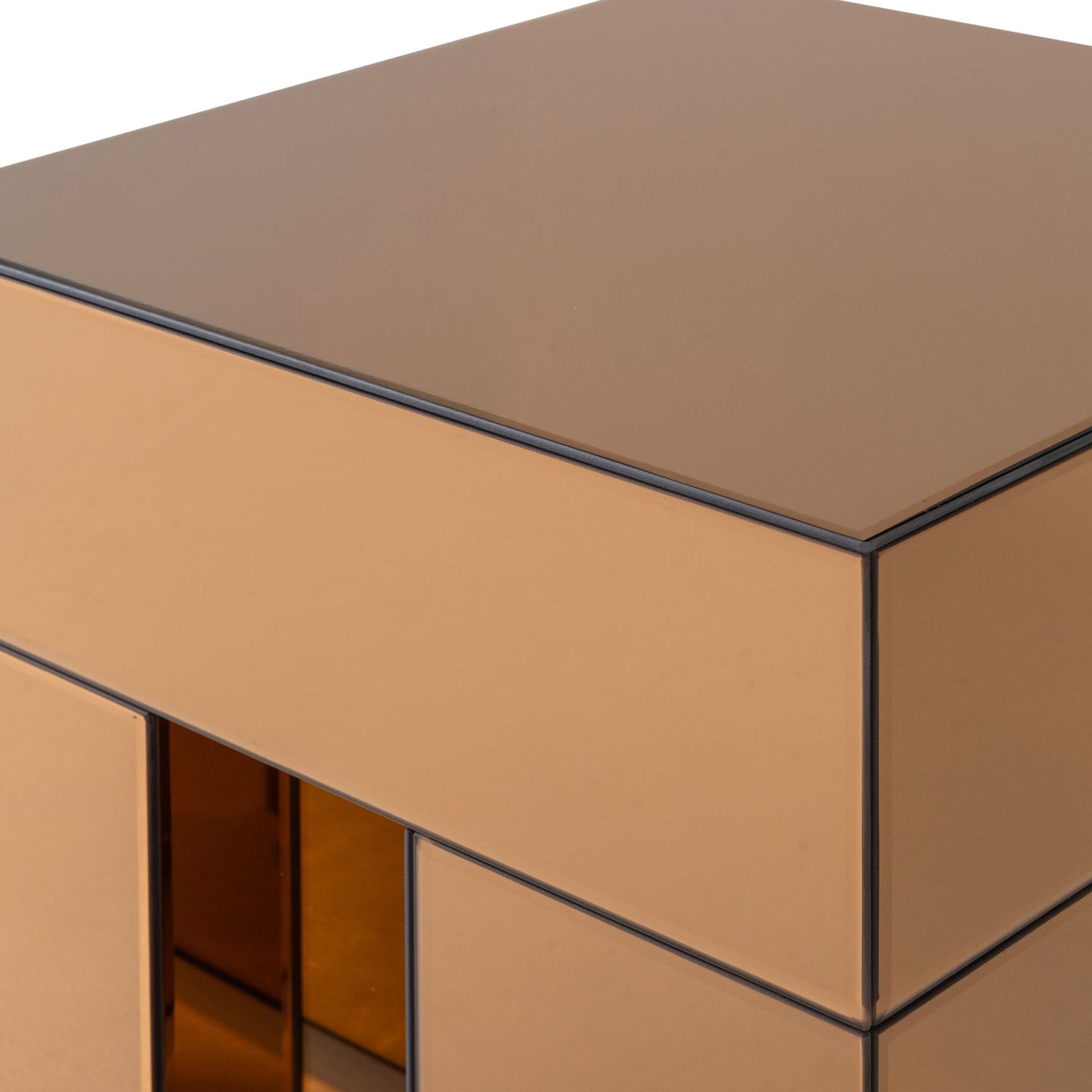 Retro Couchtisch Beistelltisch Mirrox Spiegelglas Braun 