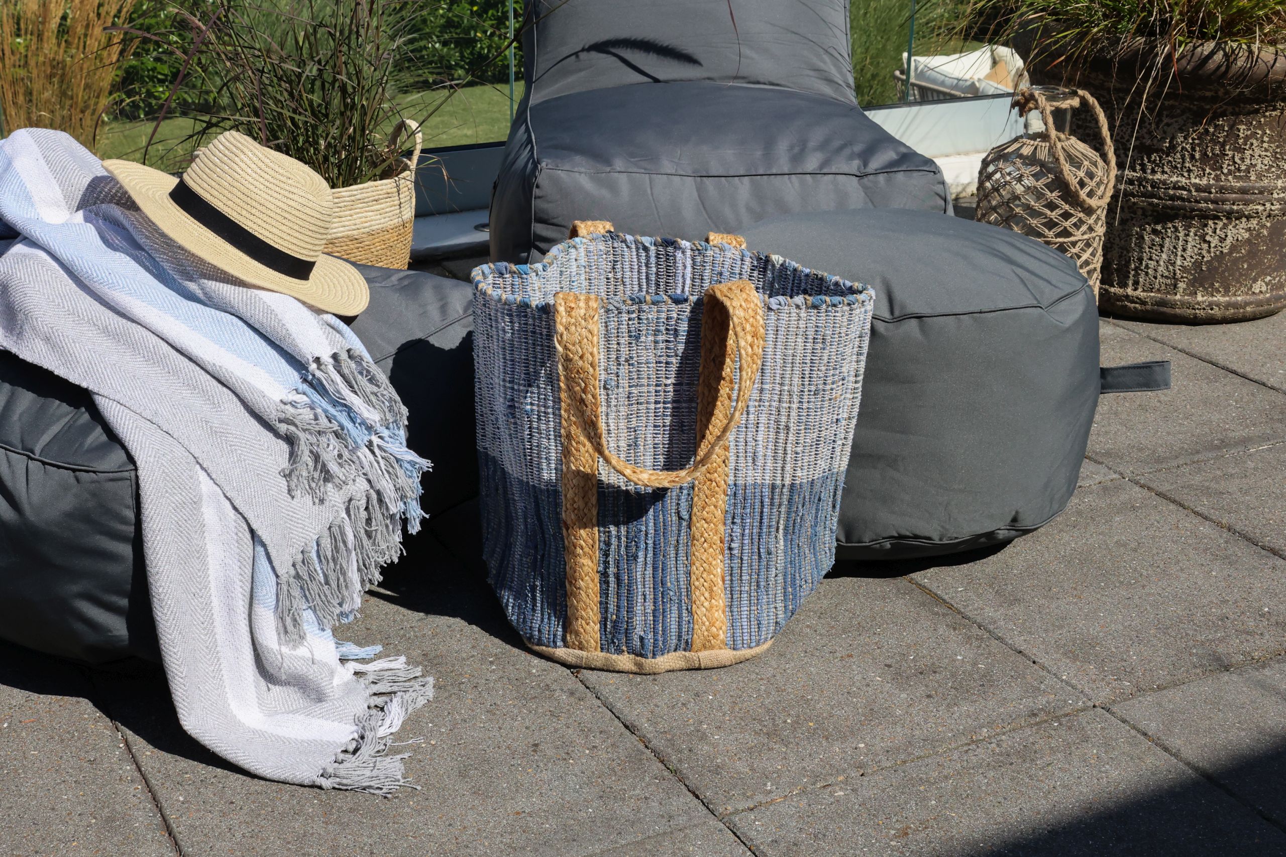 Garten Lounger Sitzkissen Outdoor Sitzpouf Anthrazit