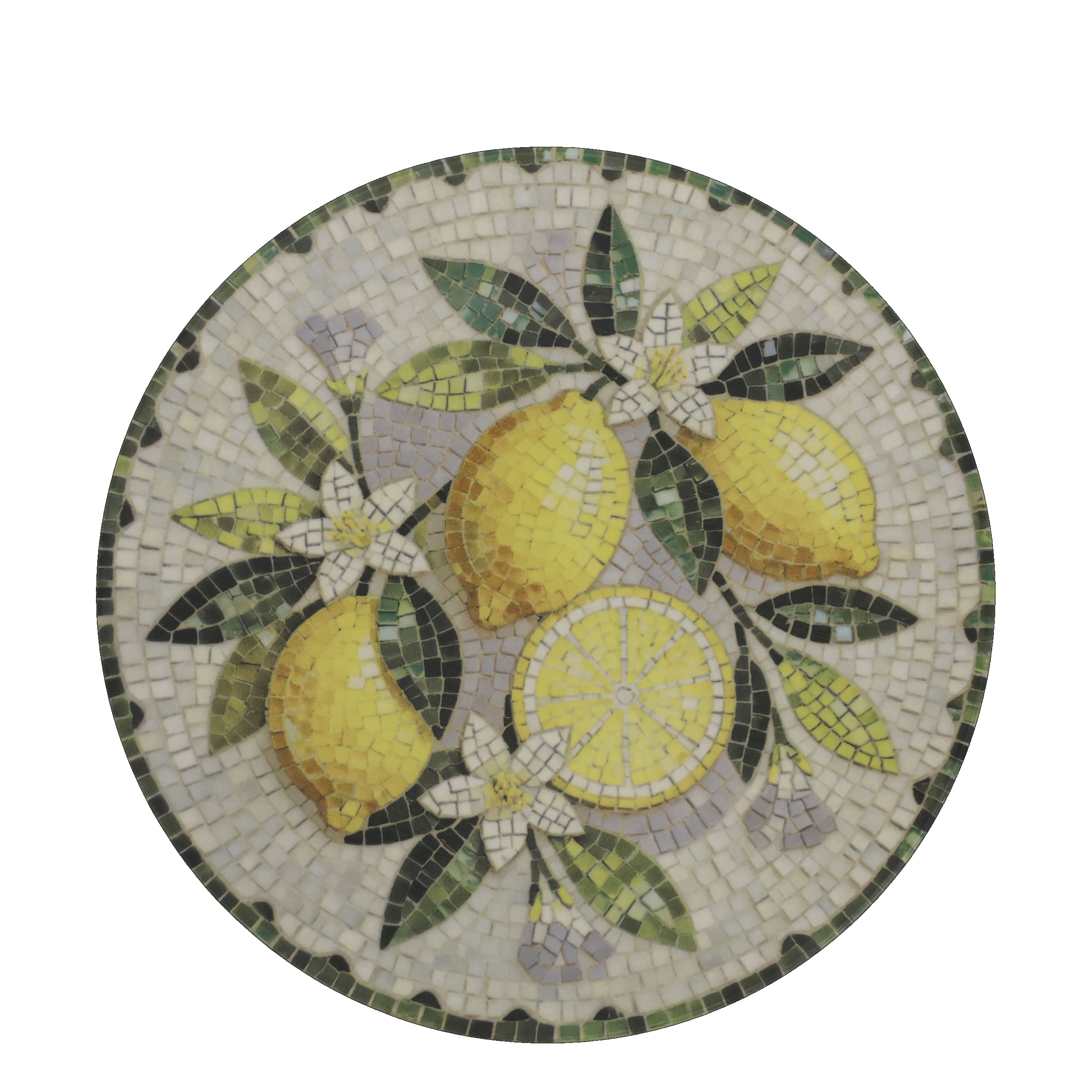 Mediterranes Mosaik Tablett Teller Steingut Chartres Zitronen 1
