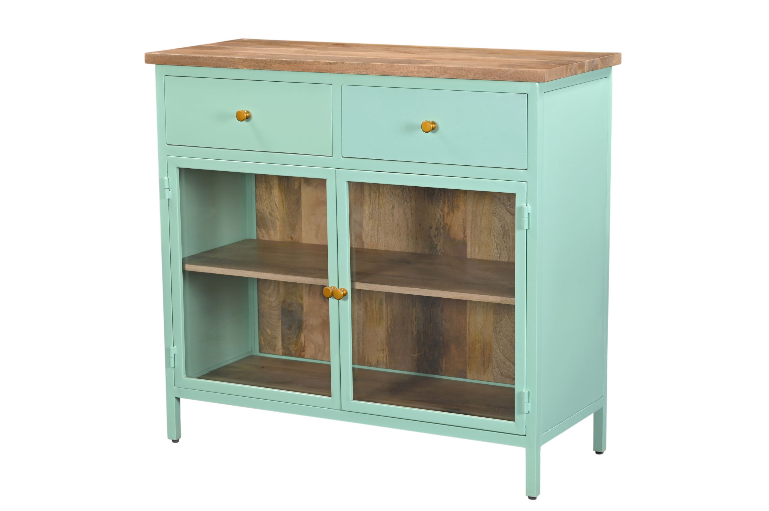 Küchenschrank Sideboard Vintage 2türig Provence Metallkorpus Holz Azure