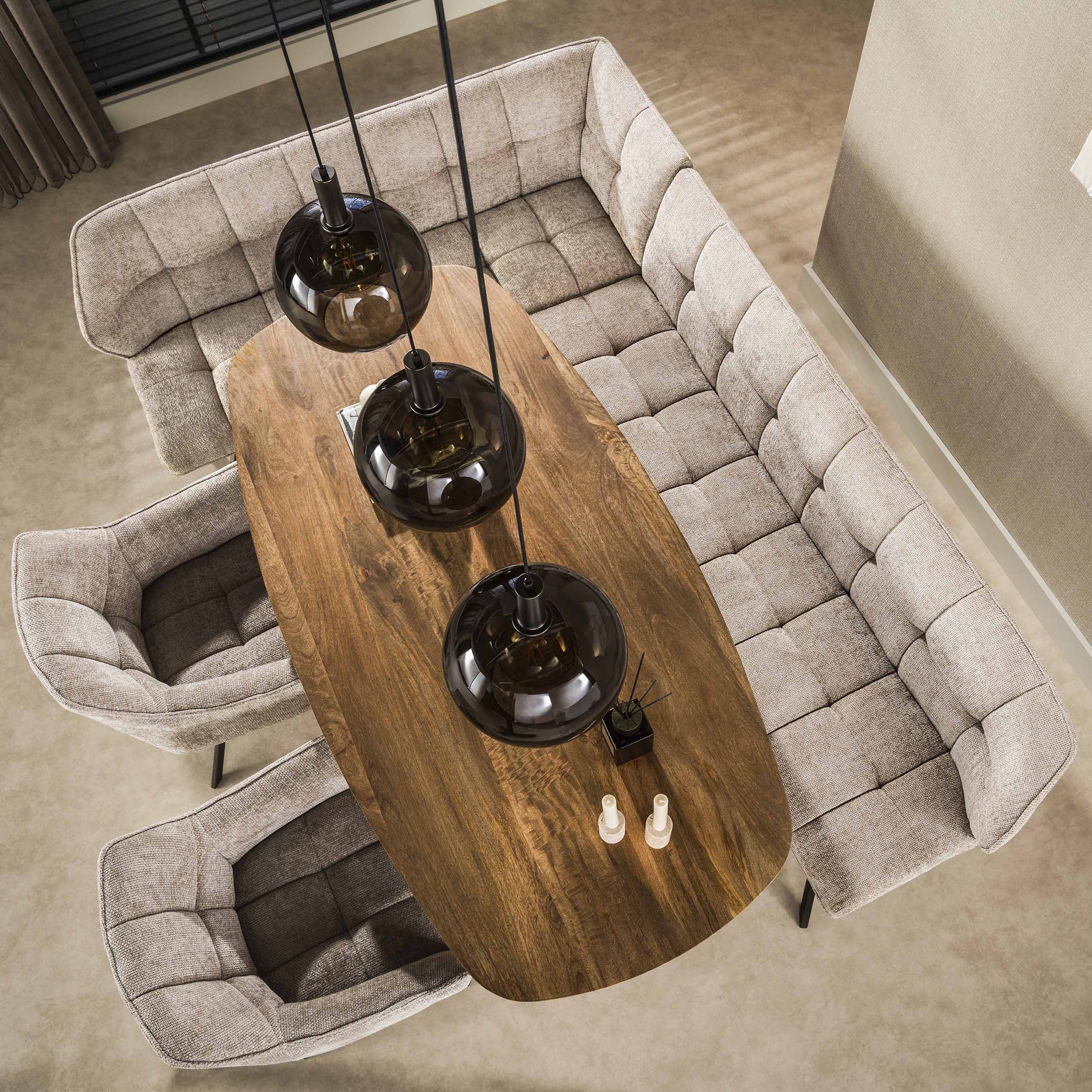 Eckbank Esstischbank Polsterbank Raster Strukturstoff 240 Industrial Sand Links