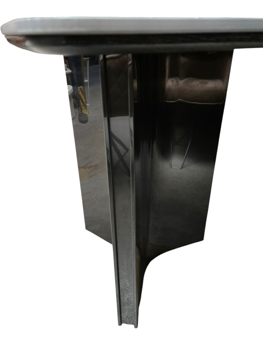 Industrial Esstisch Travertin DeepState schwarze Metallbeine 180