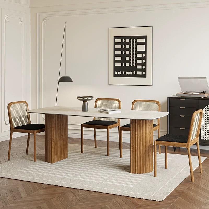 Esstisch Travertin Keramik Roma Säulen Eschenholz