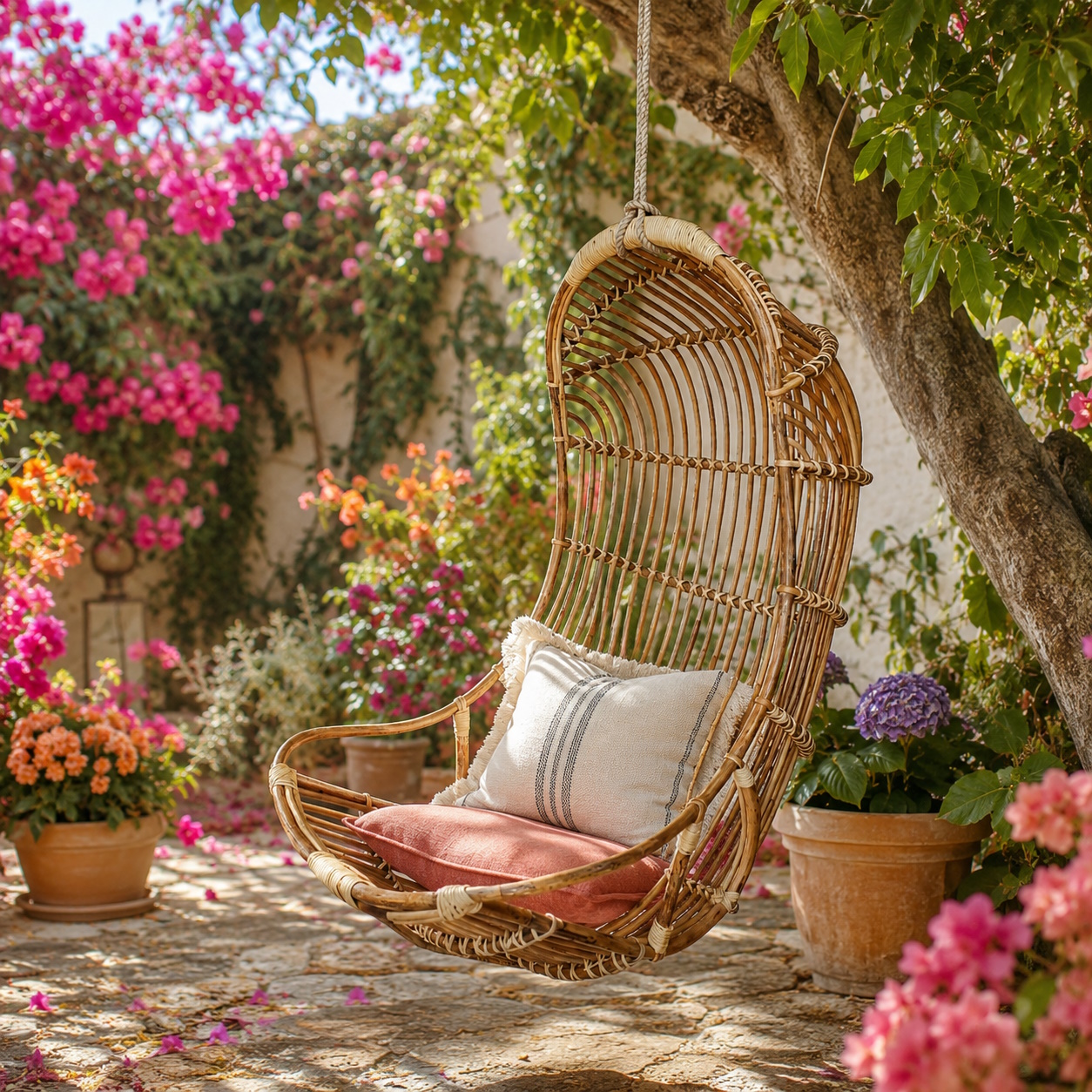 Hängesessel Hängeschaukel Boho Rattan 