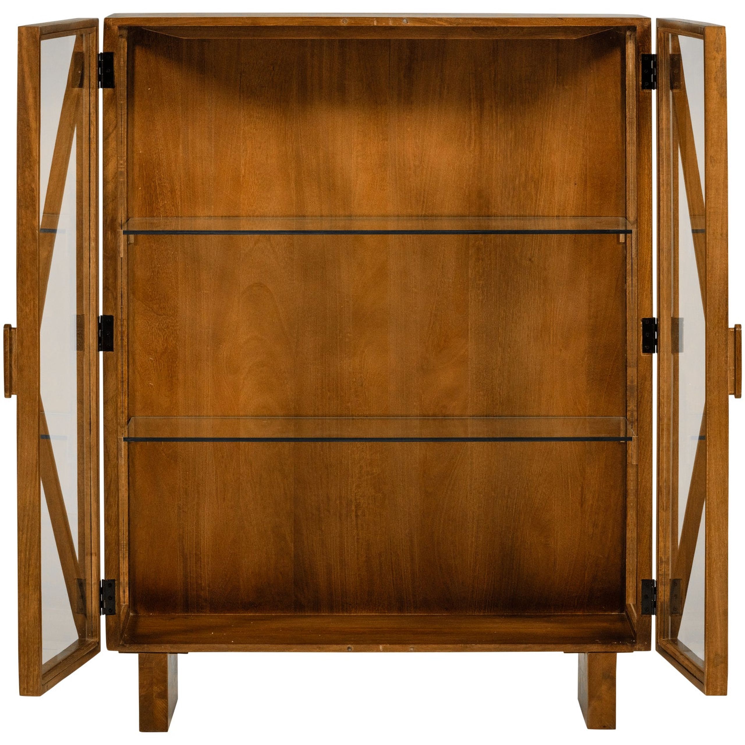 Retro Vitrine Kella Mangolzholz breit Natur