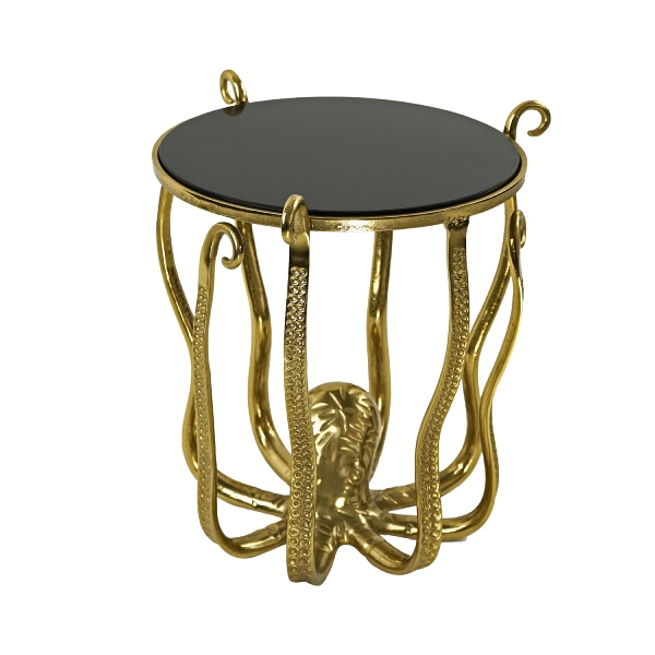 Beistelltisch Couchtisch Krake Metall Gold Marmorplatte Octopus