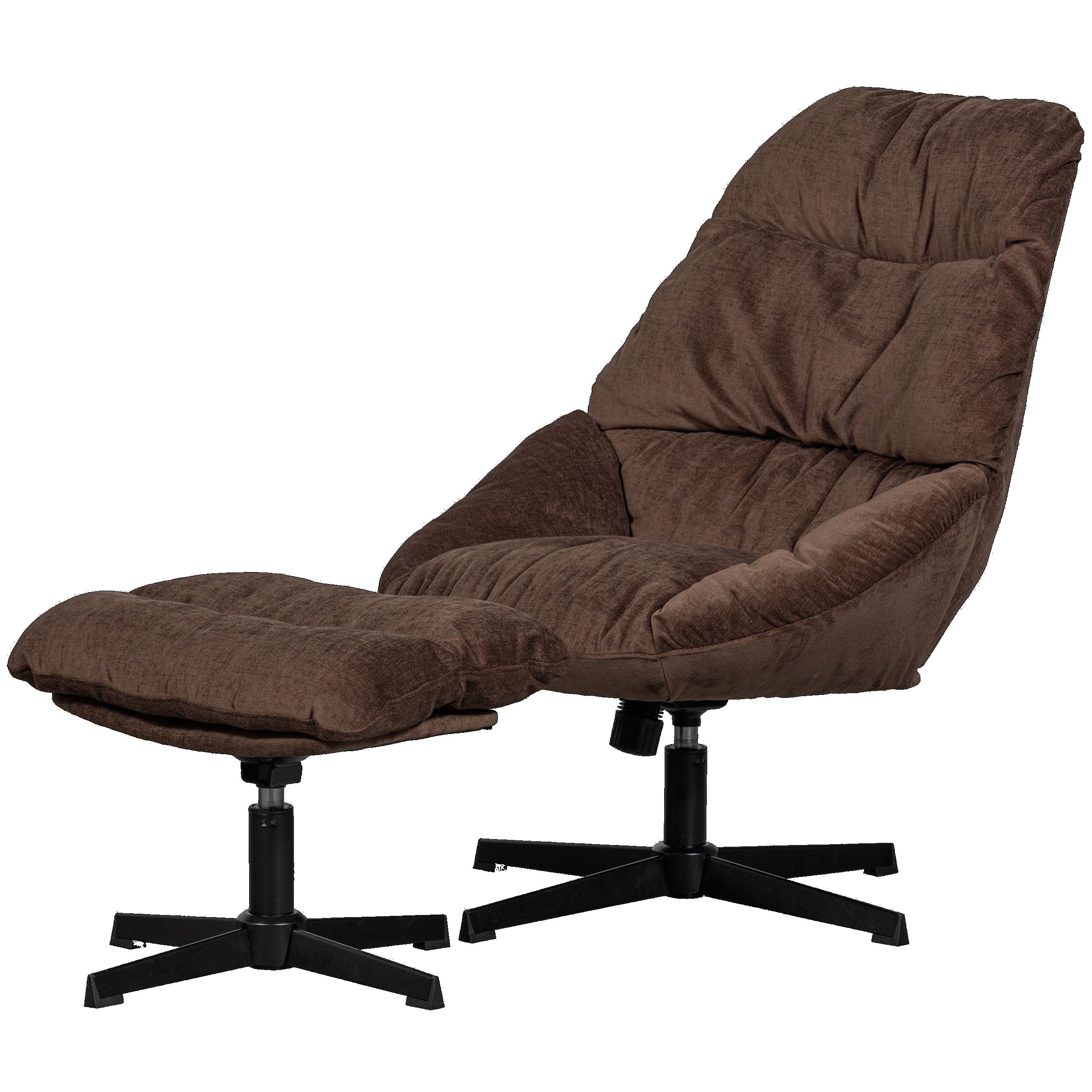 8714713201112_FRONT_Angled Retro Loungesessel Relaxsessel Yaro Set mit Hocker Samt Espresso