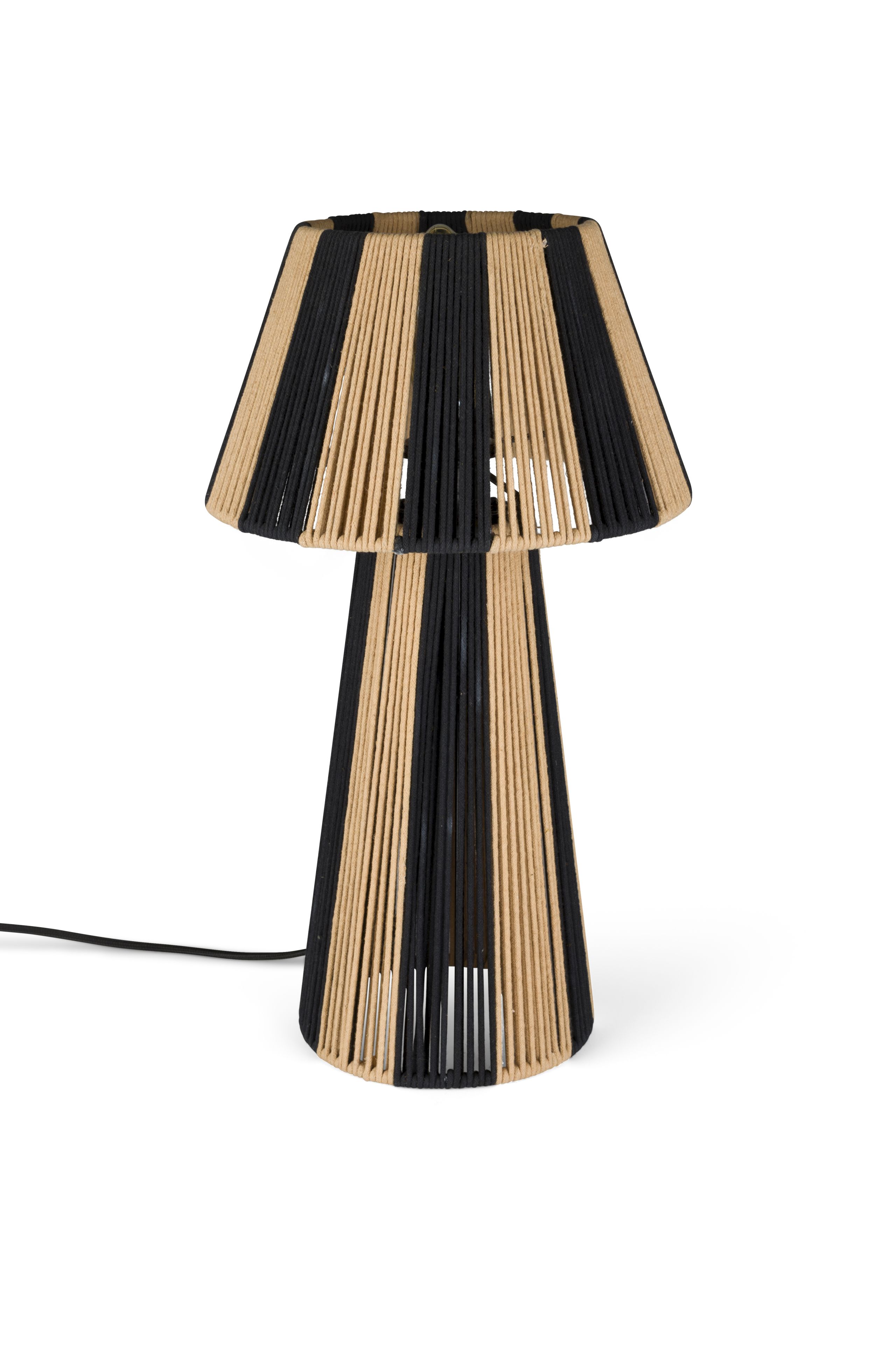 Retro Tischlampe Stripe It Up Schwarz Beige