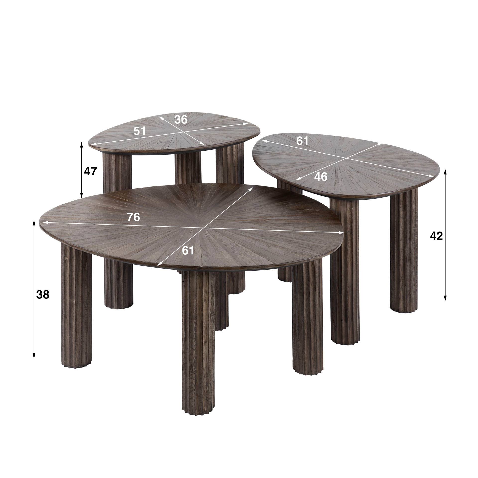 Retro Couchtischsets Maya Teakholz verschiedene Ausführungen
