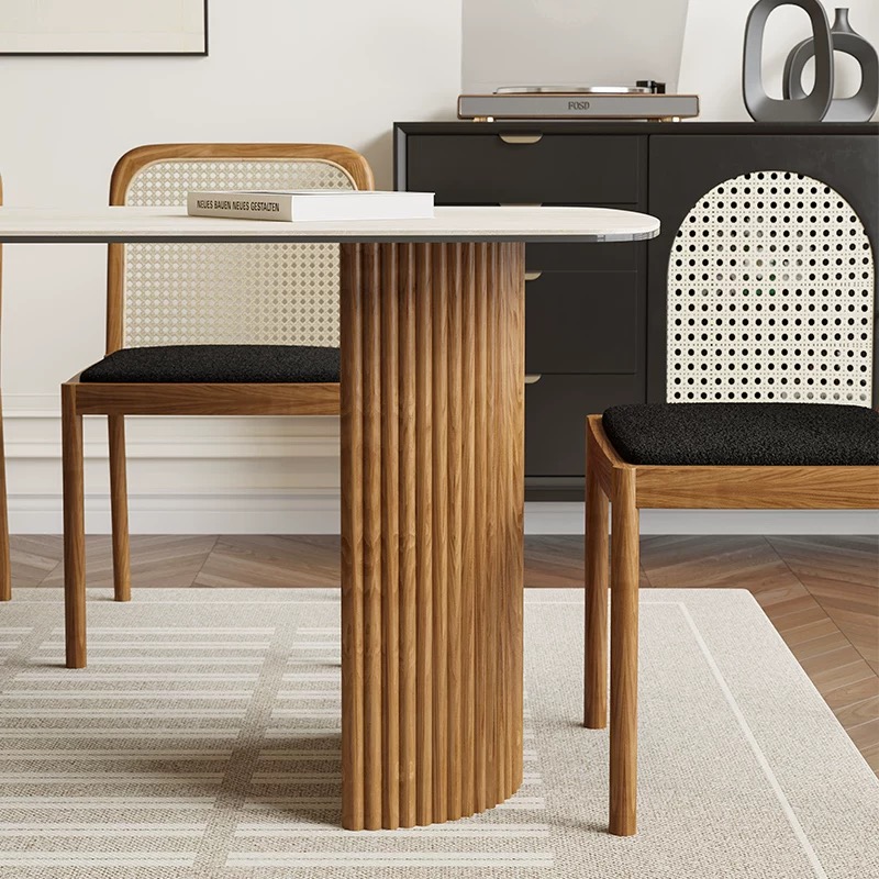 Esstisch Travertin Keramik Roma Säulen Eschenholz