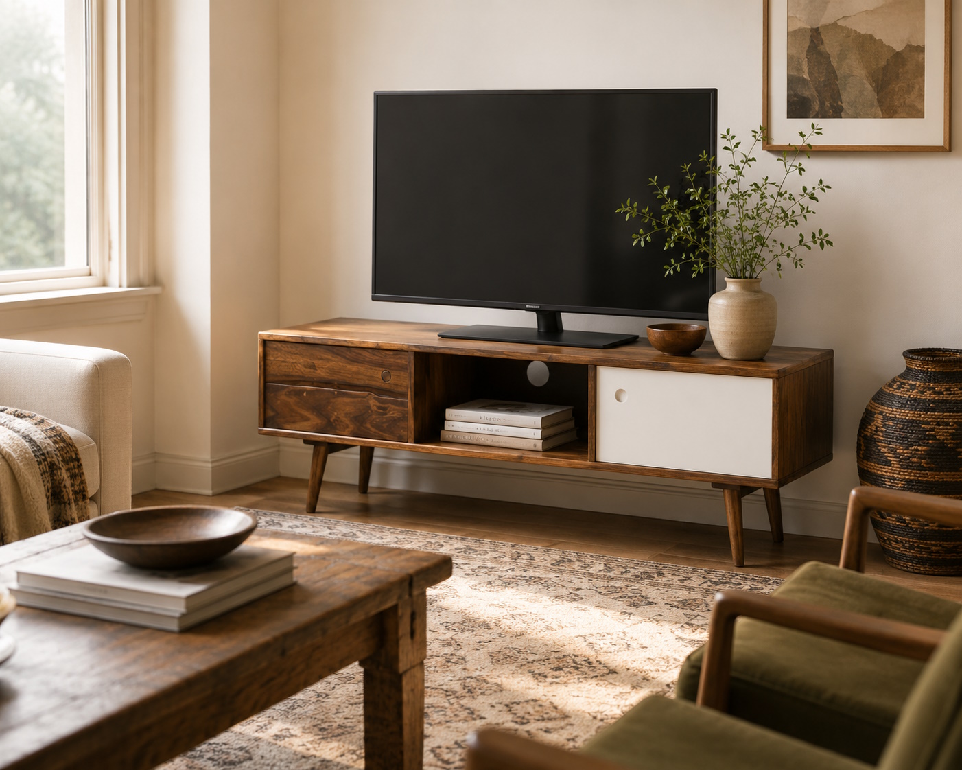 Sideboard Vintage Oslo TV Board Sheesham Massivholz 140