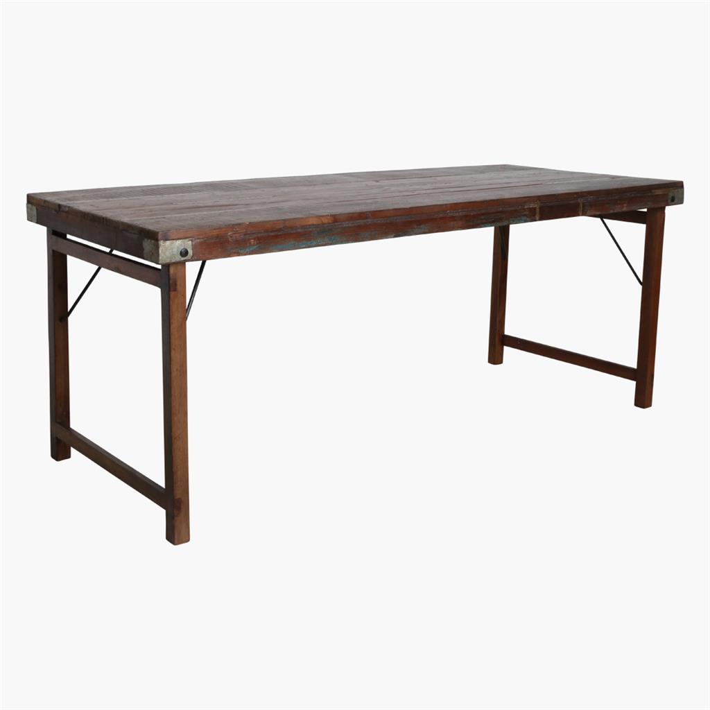 taow00094dxl_2 Esstisch Outdoortisch 190/80 cm Markttisch Vintage Klapptisch Braun