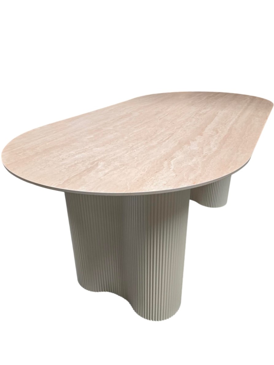 Esstisch Bari Travertin Keramik Metall 160 cm