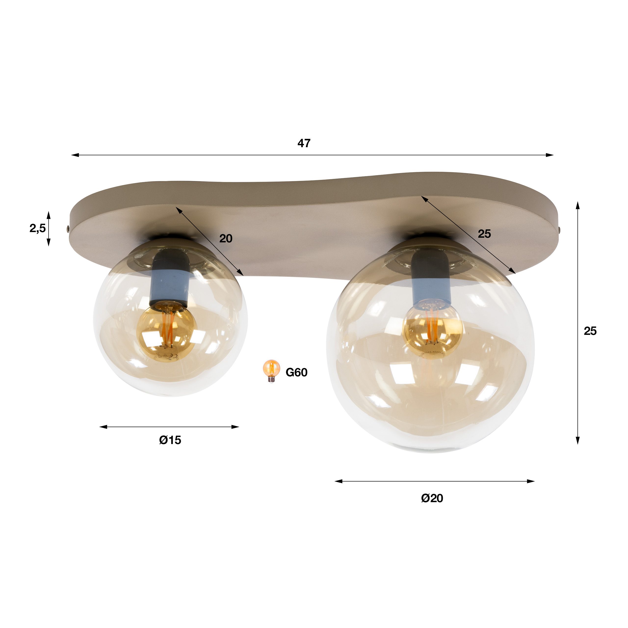 Deckenlampe Deckenleuchte Bubble Glas Beige
