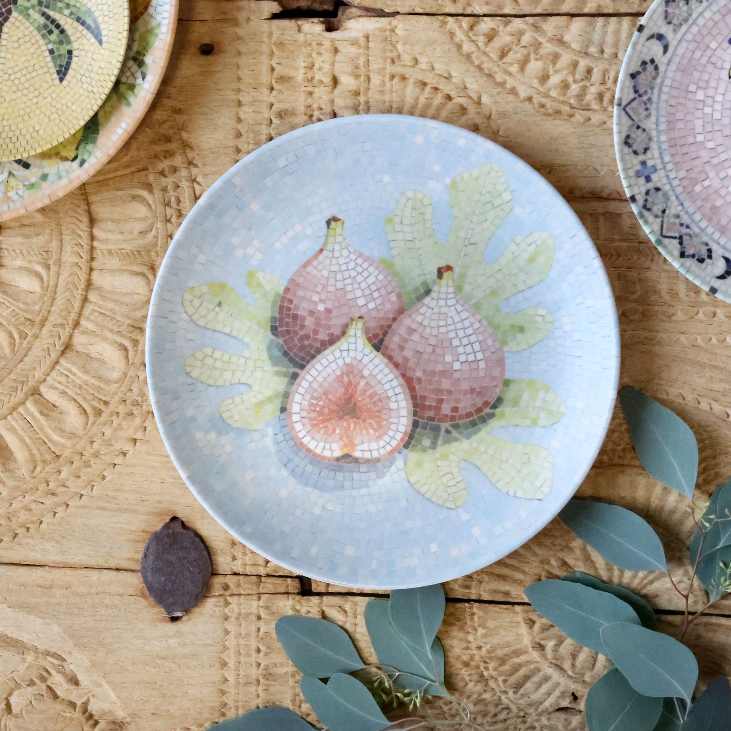 Mediterranes Mosaik Tablett Teller Steingut Chartres Feigen 2
