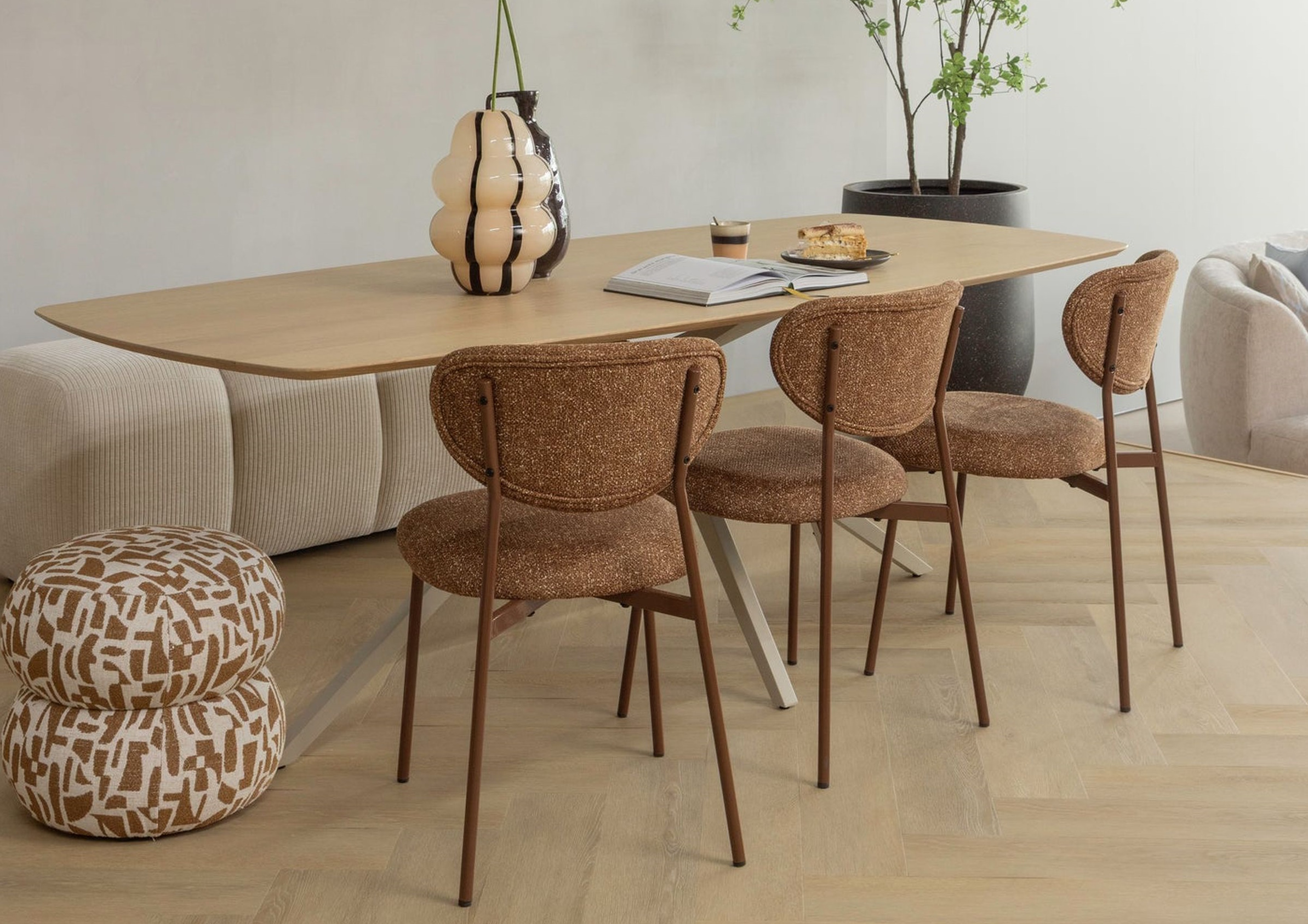 2er Set Retro Esszimmerstuhl Polsterstuhl Valor Braun oder Sand