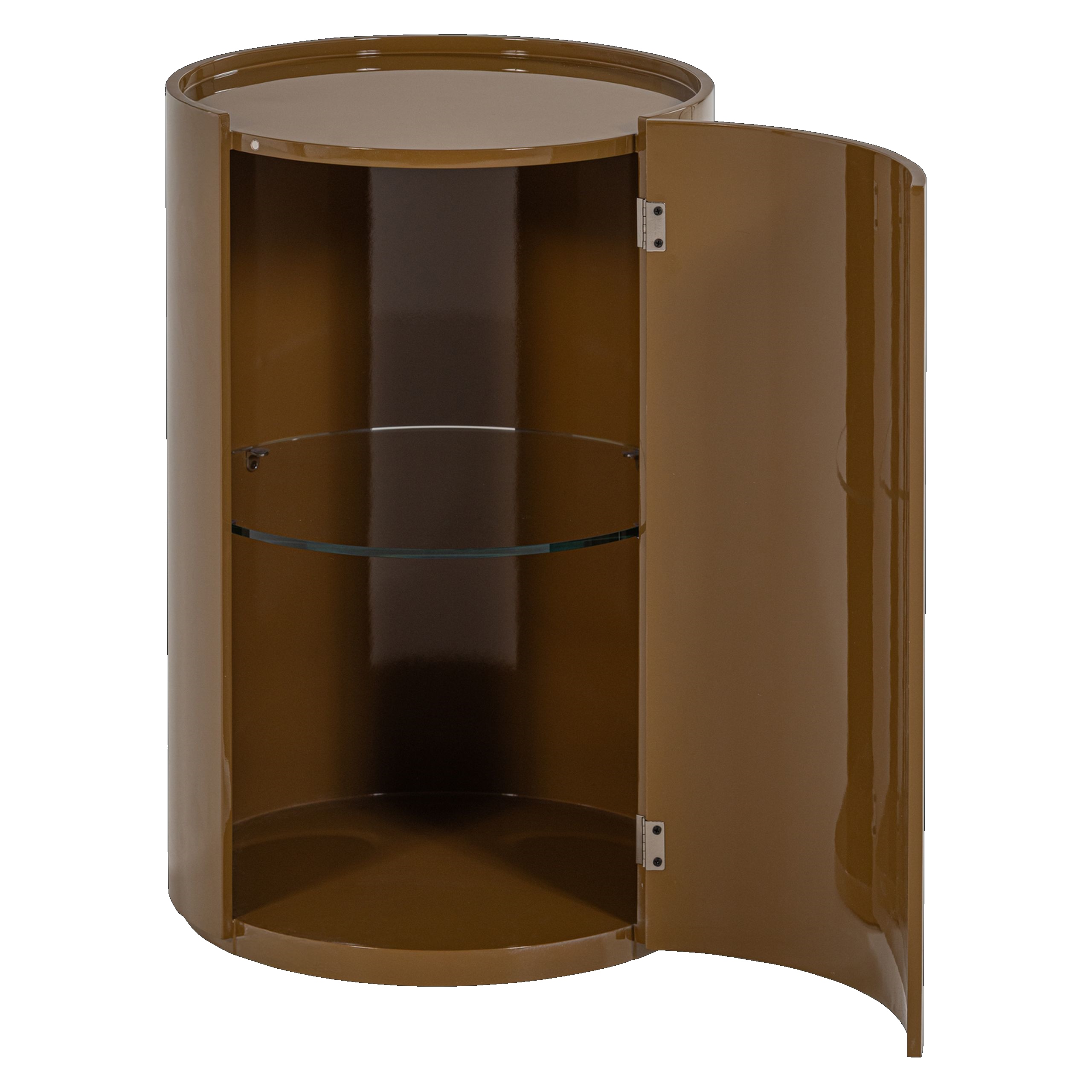 Retro Schrank Kommode Hausbar Sera Rund in Hochglanz-Finish Honiggelb