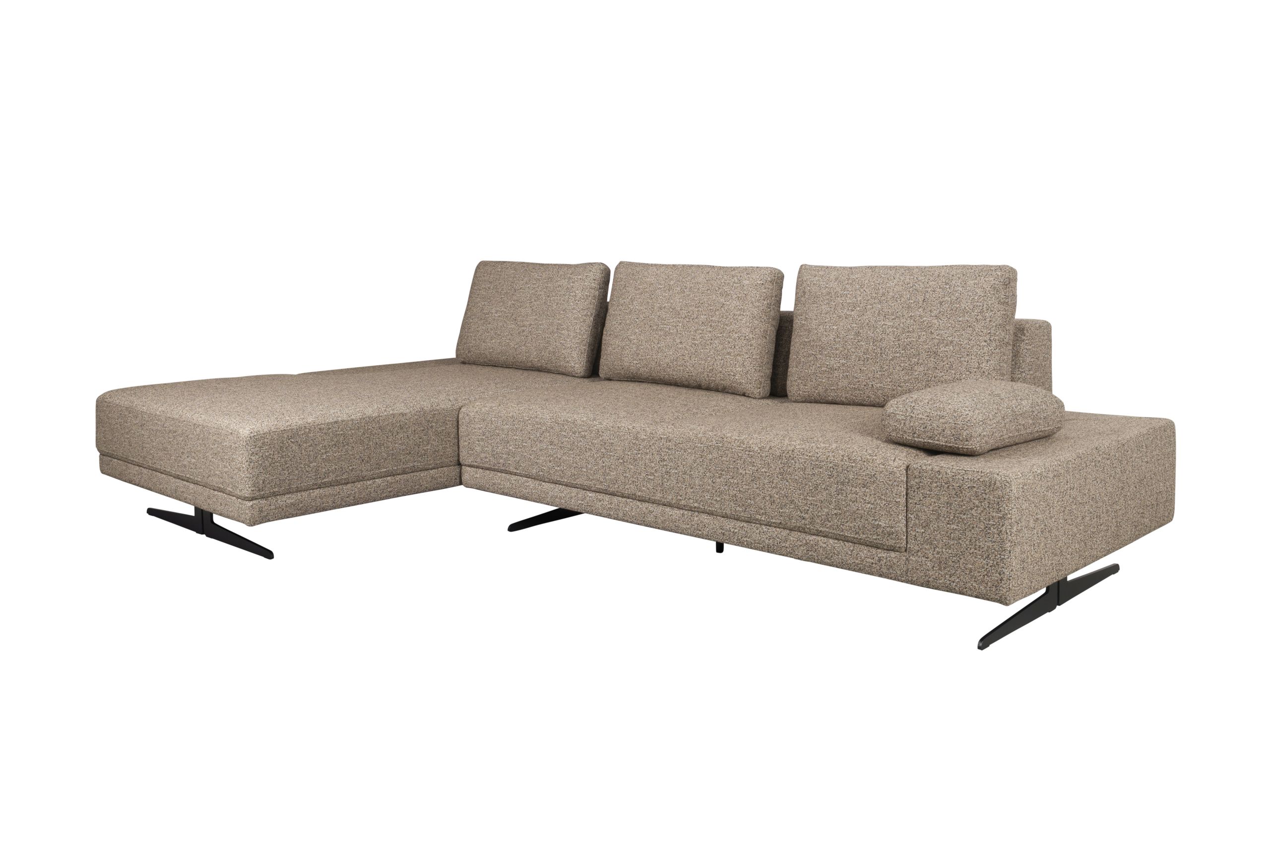 Retro Sofa Ecksofa Shelly Mélange Zimtbraun Stoff Metallbeine Links Retro Sofa Ecksofa Shelly Mélange Zimtbraun Stoff Metallbeine Links