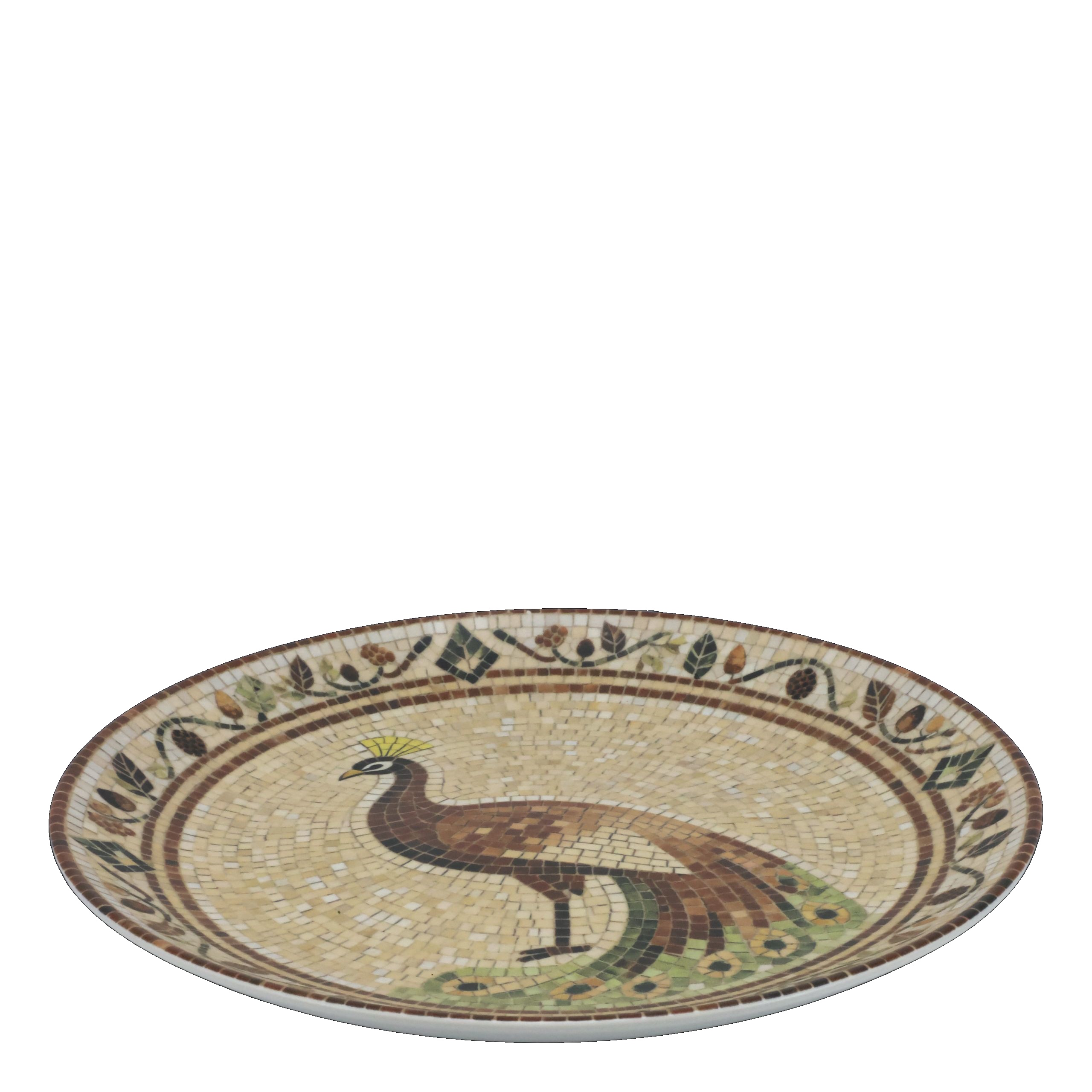 Mediterranes Mosaik Tablett Teller Steingut Chartres Pfau 3