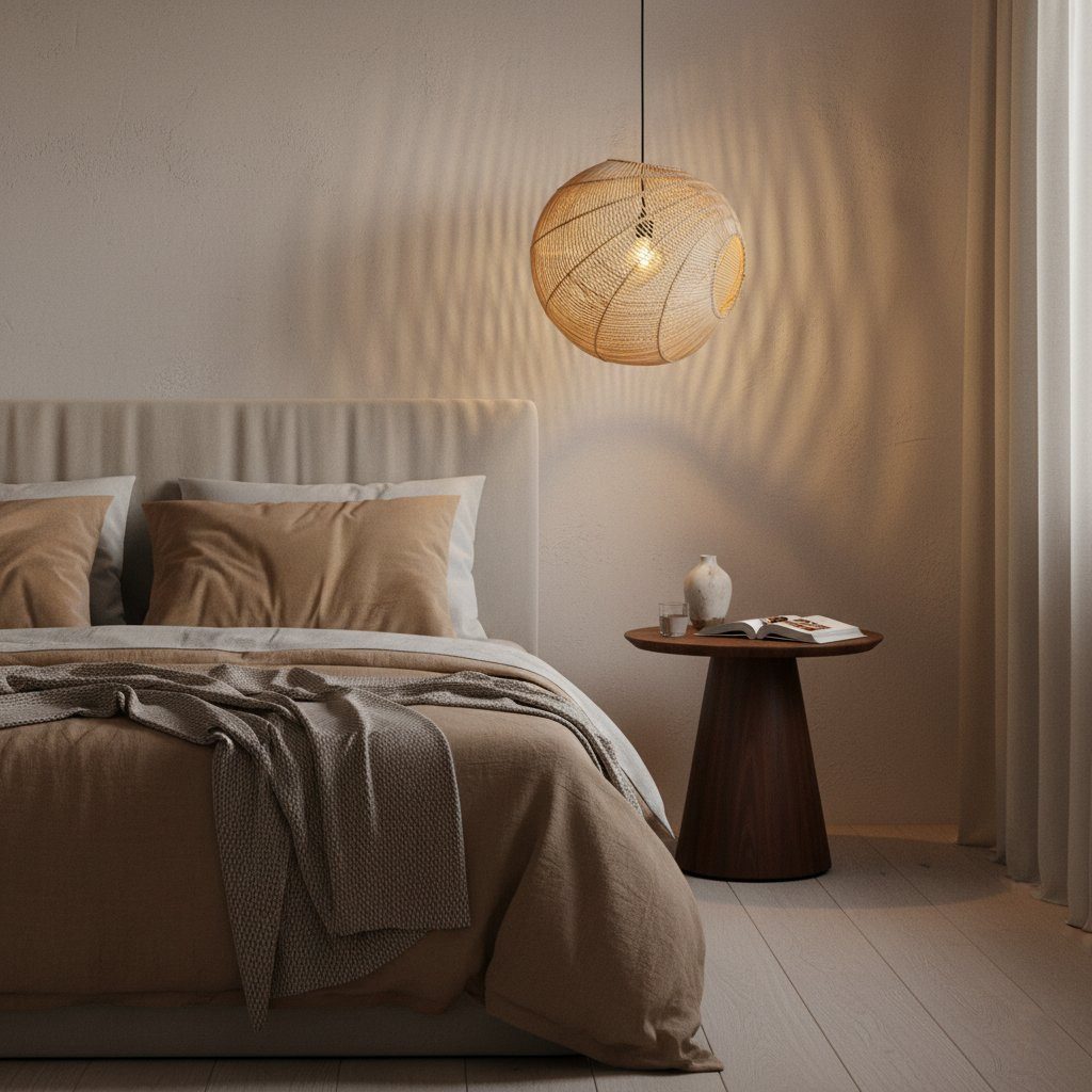 Scandi Hängelampe Luna Sphere Rattan 46 cm