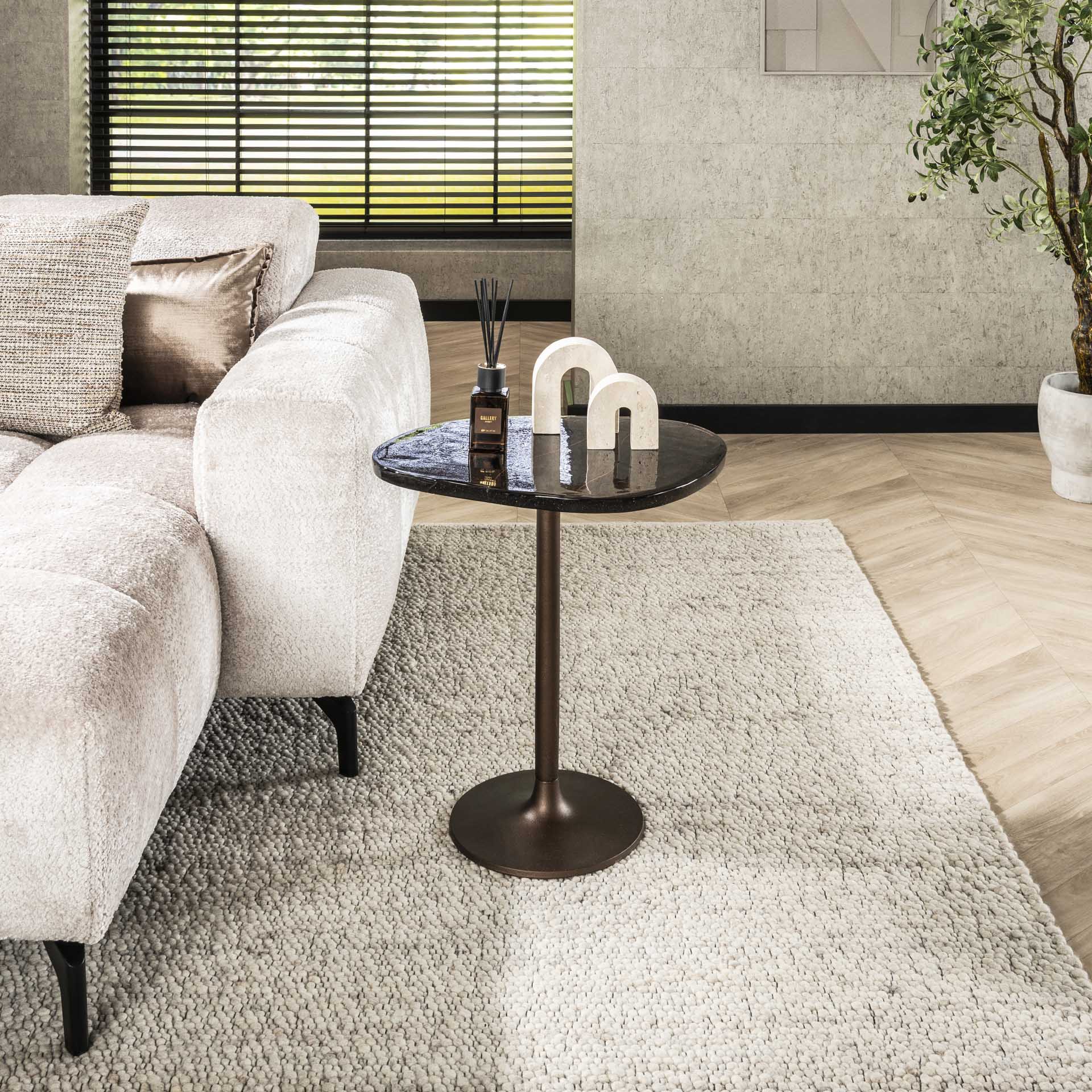 Retro Beistelltische Eclipse Glas Metall Antik-Kupfer M