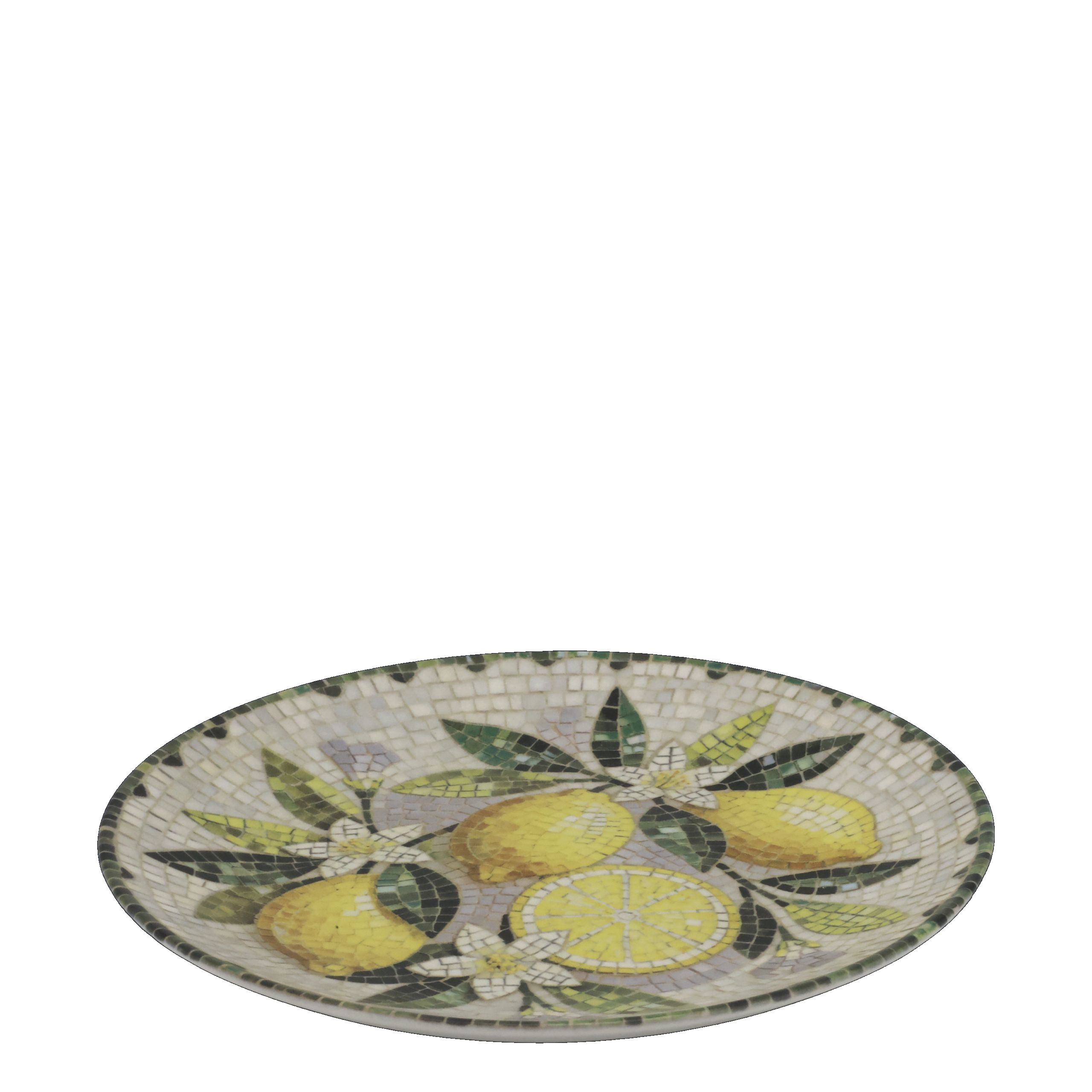 Mediterranes Mosaik Tablett Teller Steingut Chartres Zitronen 1