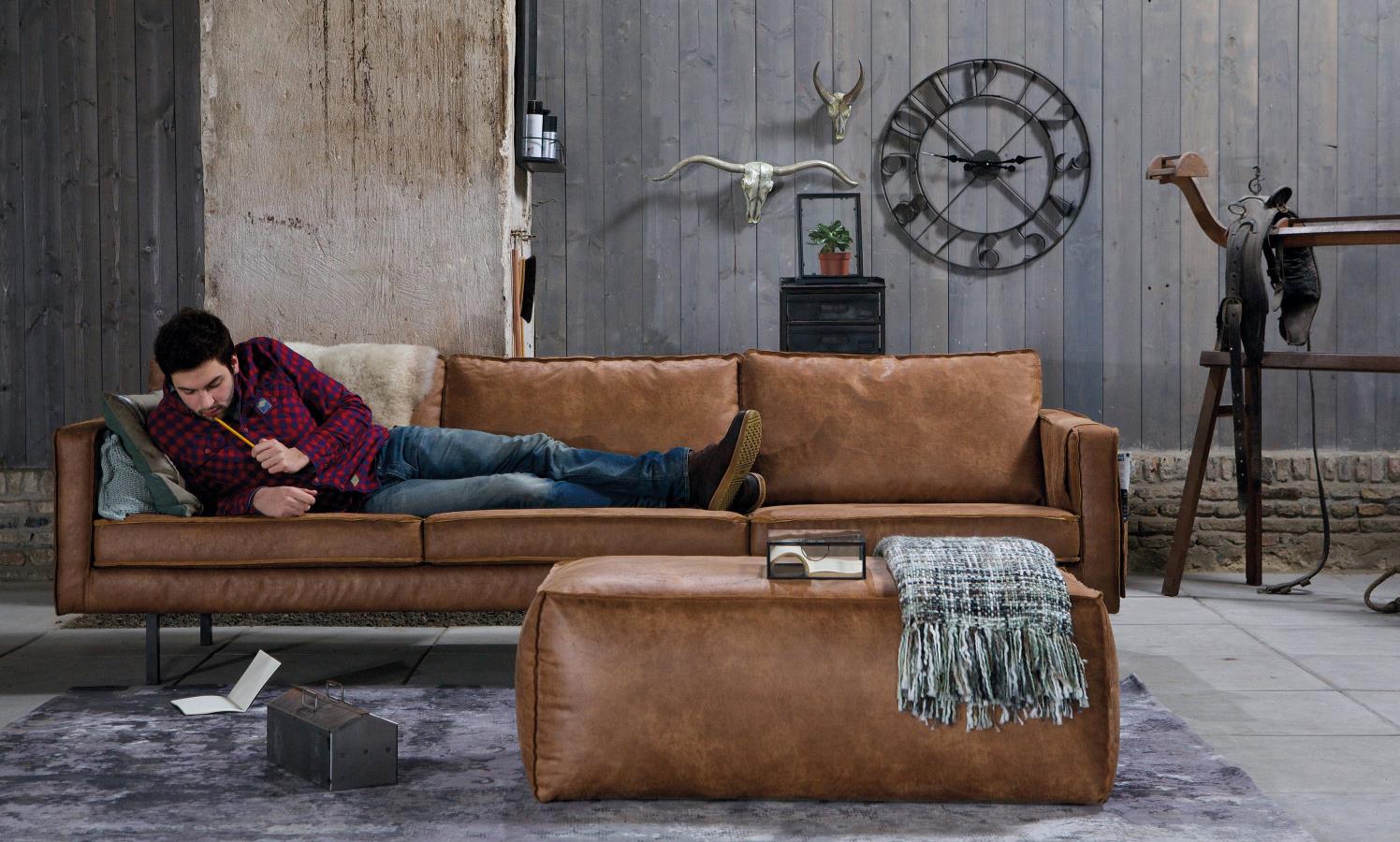 Ledersofa Rodeo 3-Sitzer Cognac 280