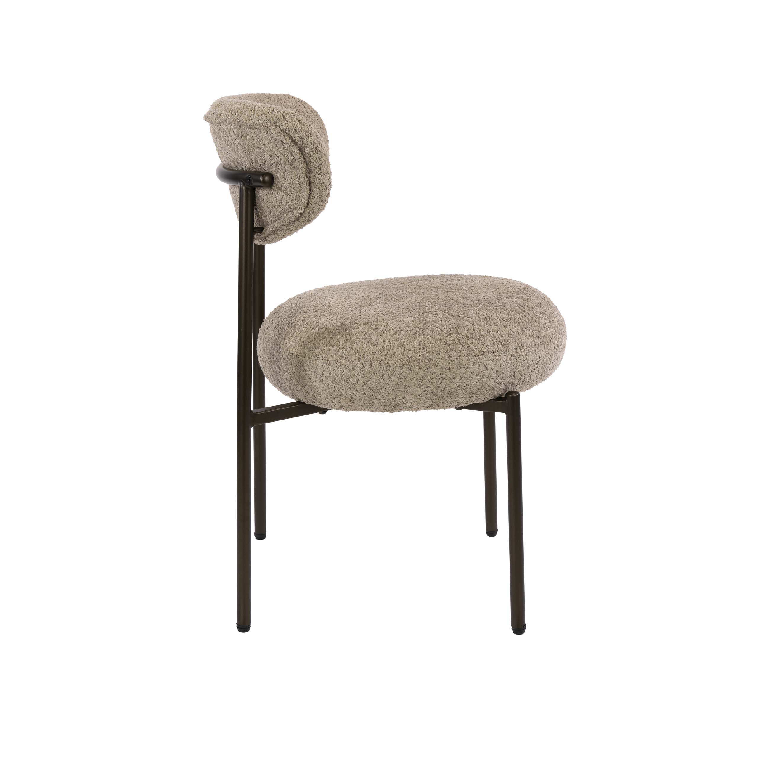 Esszimmerstuhl Esstischstuhl Round Bouclé Sand Metall Bronze