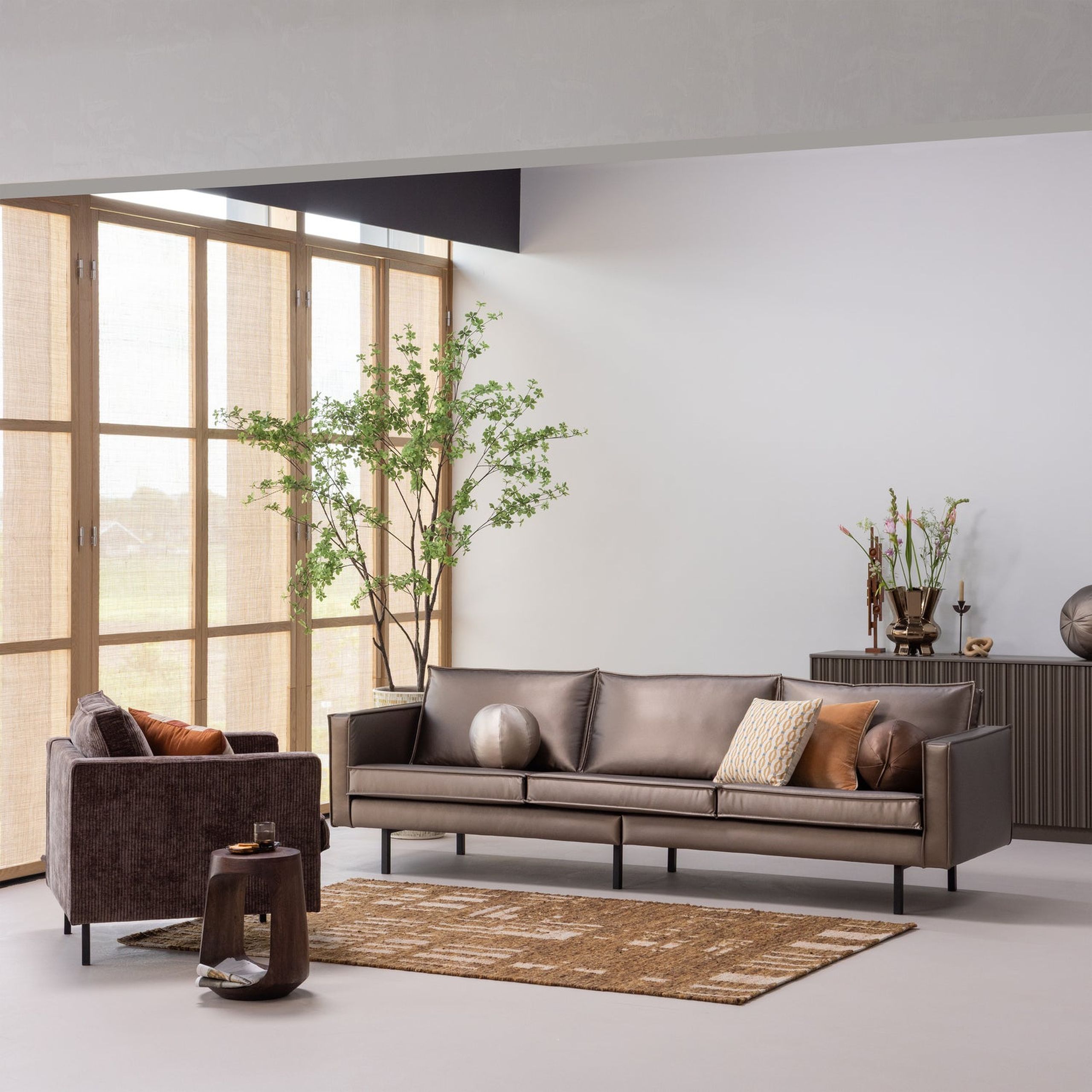 Retro Sofa Rodeo 3-Sitzer Metallic Kupfer Braun Retro Sofa Rodeo 3-Sitzer Metallic Kupfer Braun