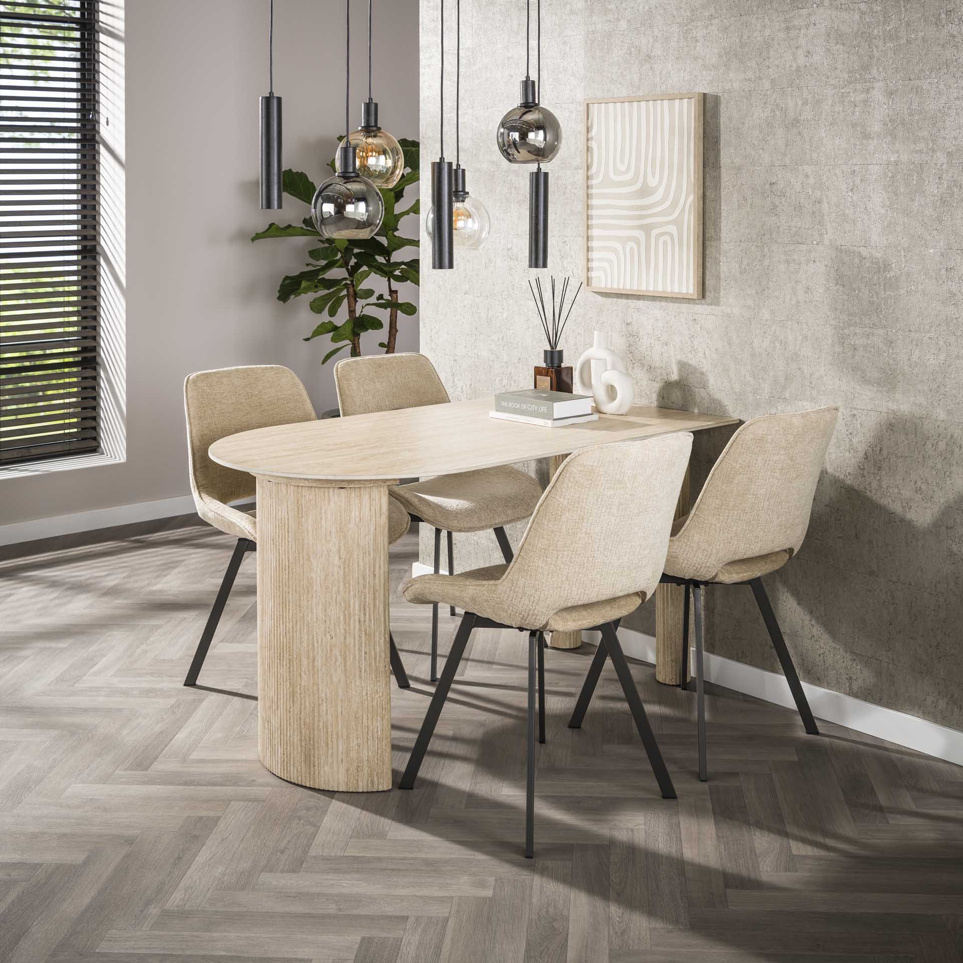 Retro Esstisch Half Arch 140 Travertin Keramik Retro Esstisch Half Arch 140 Travertin Keramik