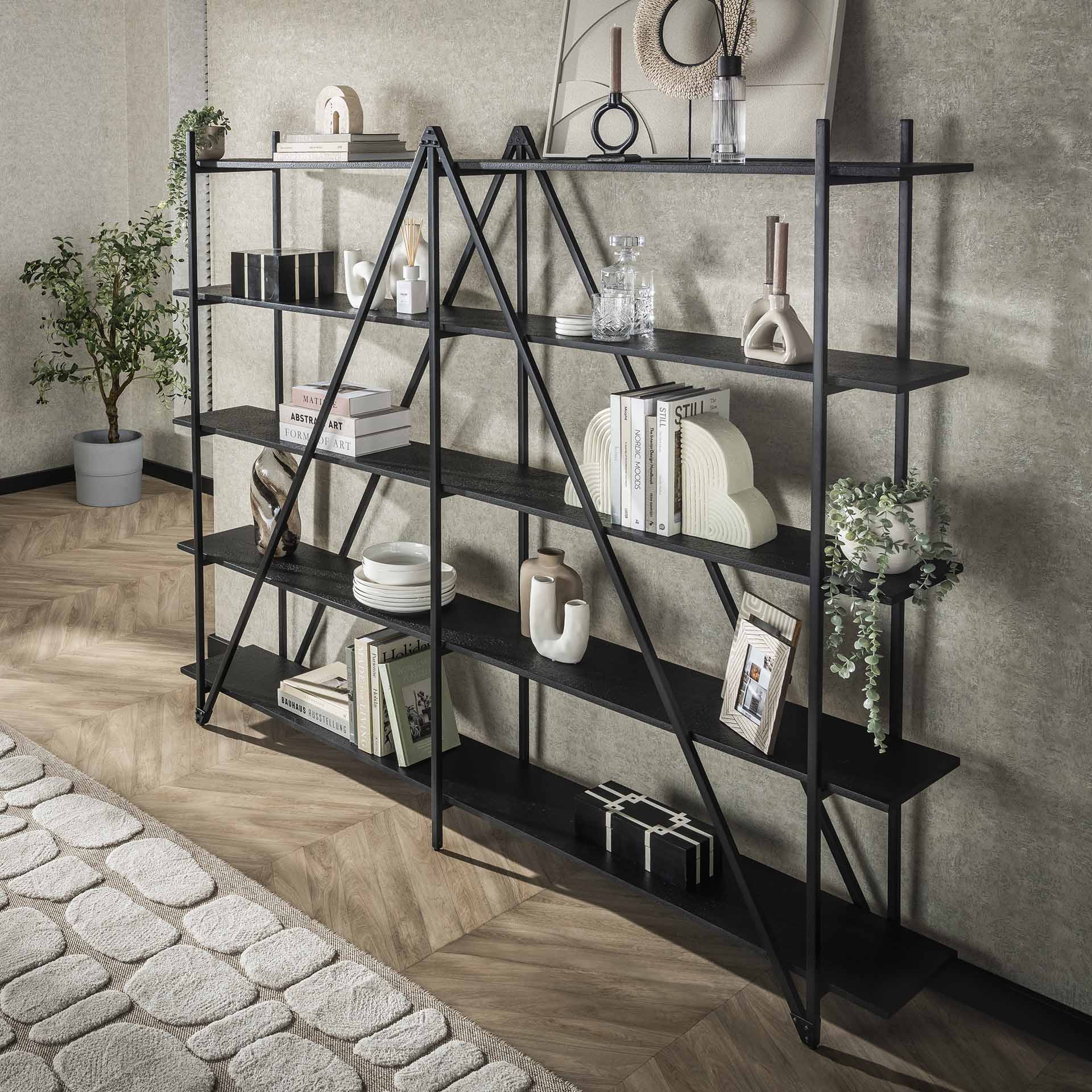 Industrial Regal Bücherregal Piega Metall Anthrazit 220 cm Industrial Regal Bücherregal Piega Metall Anthrazit 220 cm