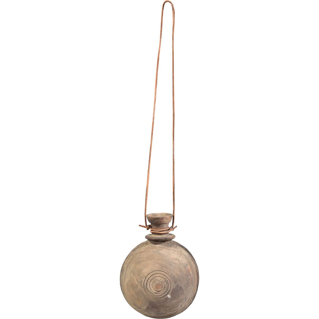 Vintage Deko Tonflasche mit Lederband
