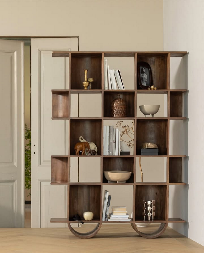 Retro Bücherregal Standegal Raumteiler Sinne Mangoholz