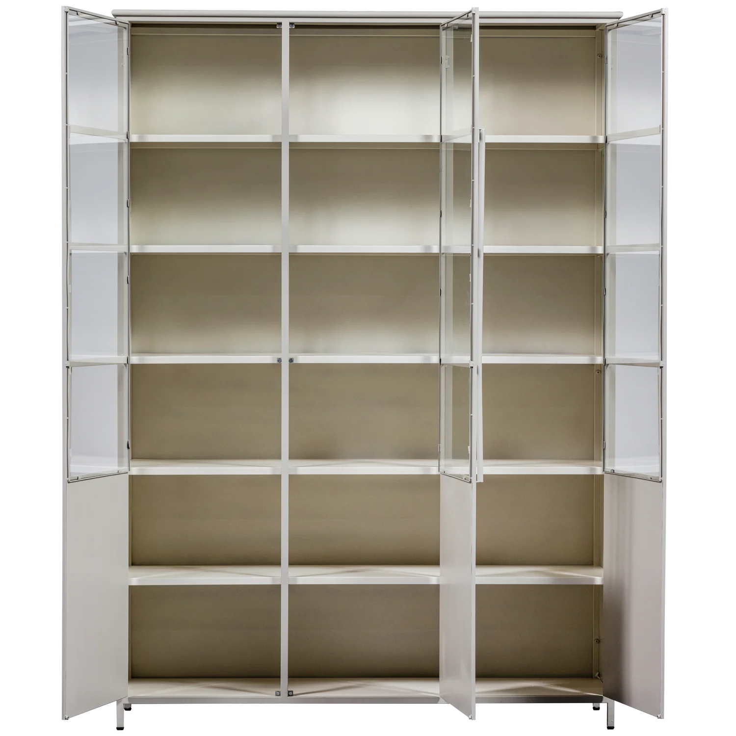 Vitrine Metallschrank Exhibit XL 3-türig Industrial Metall Glas Sand
