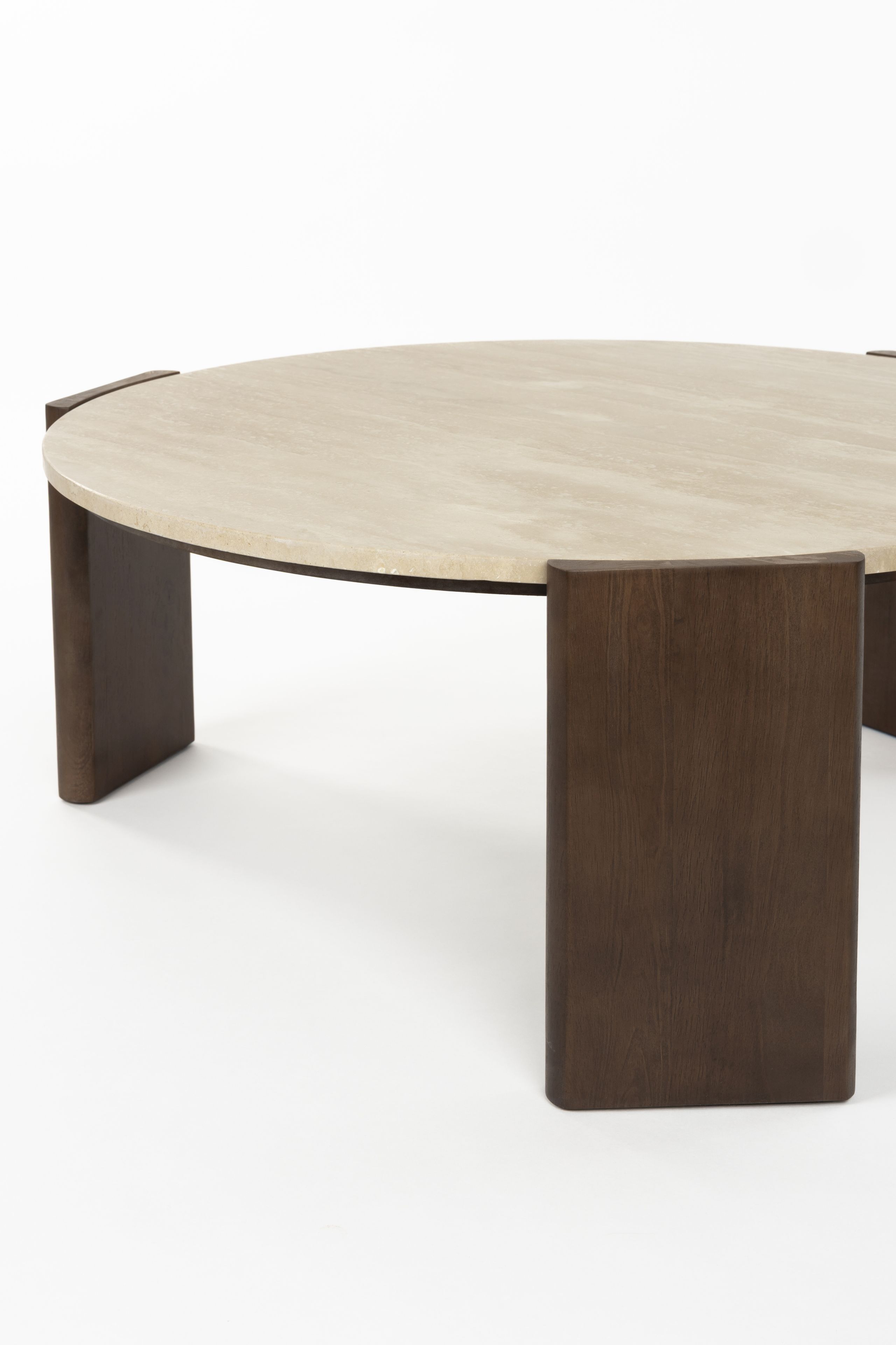Retro Couchtisch Beistelltisch Valcour Travertin Holz