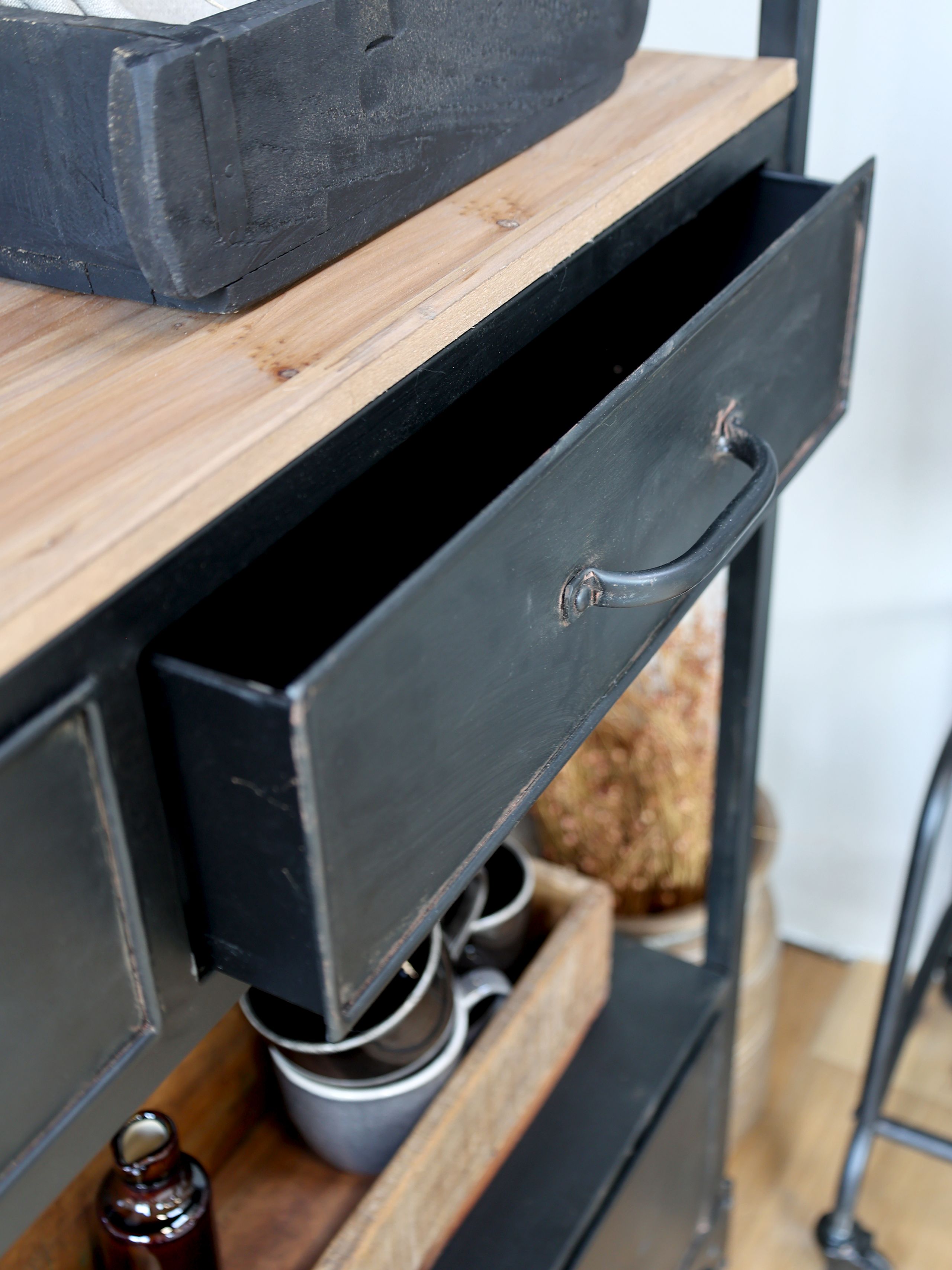 Metallregal Vintage Industrial Küchenregal Oskar 3 Schubladen