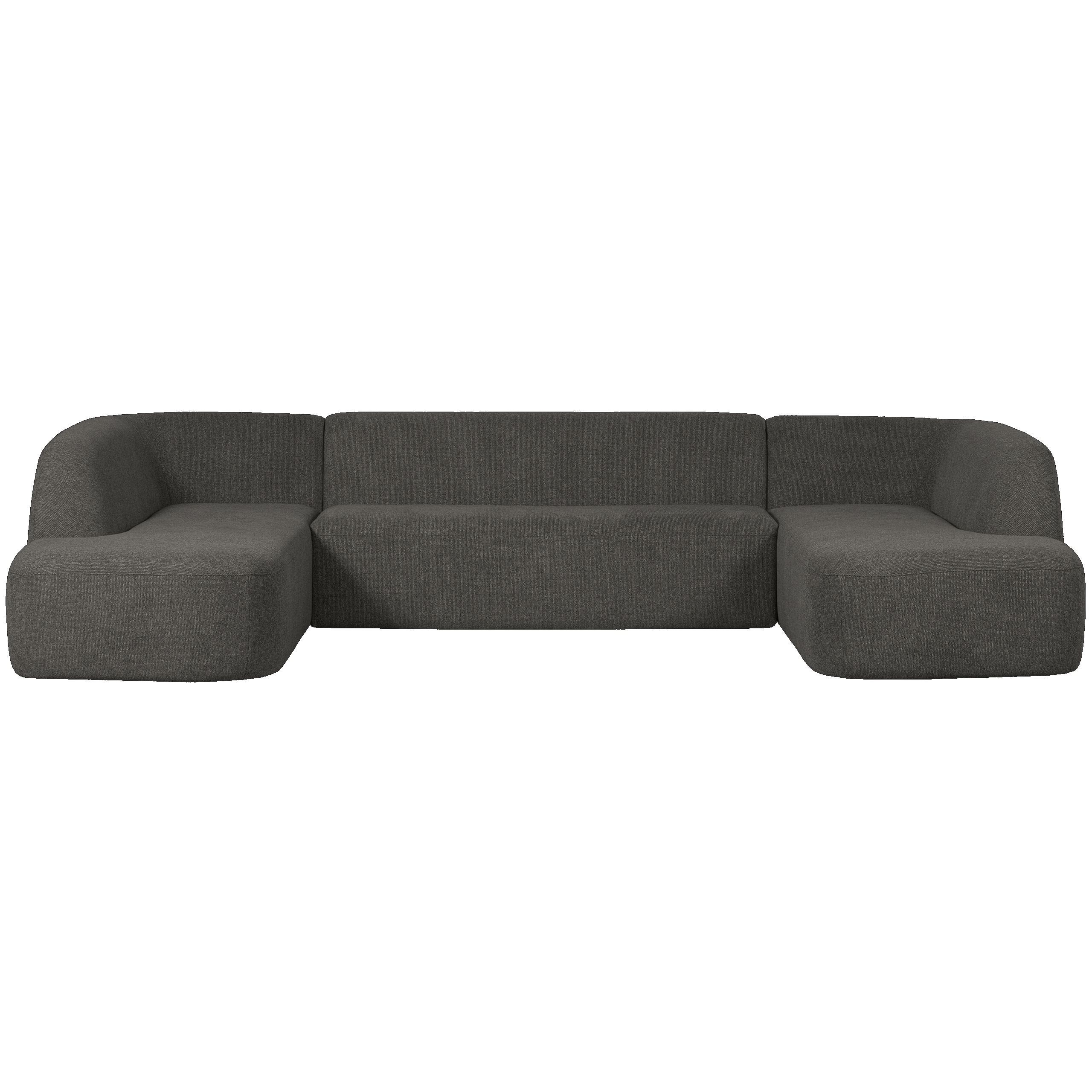 Retro Sofa Couch Sloping U-Form Organic Schwarz