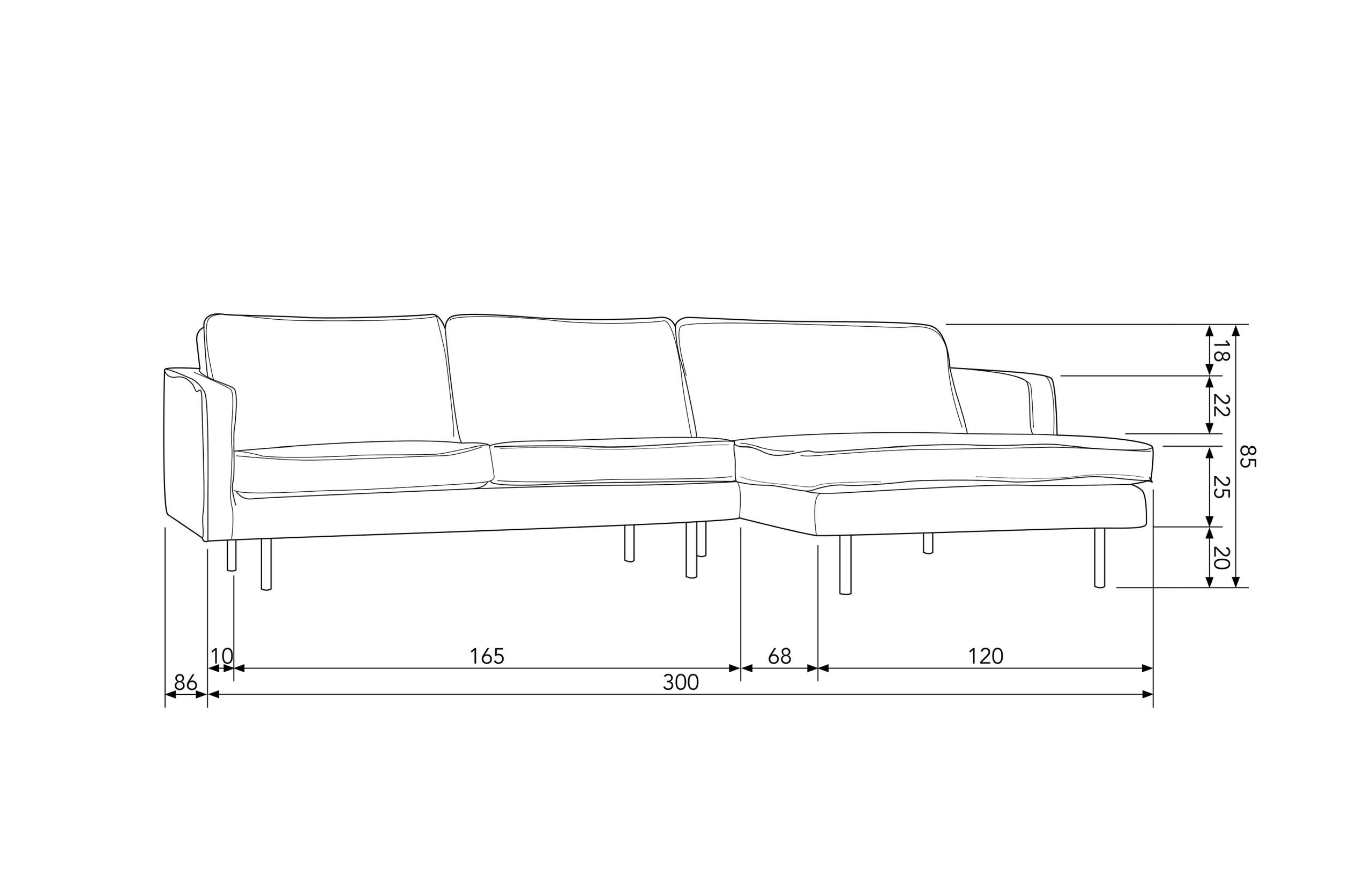 Retro Ecksofa Samt  Rodeo 3-Sitzer Rechts oder Links 300/160 verschiedene Farben