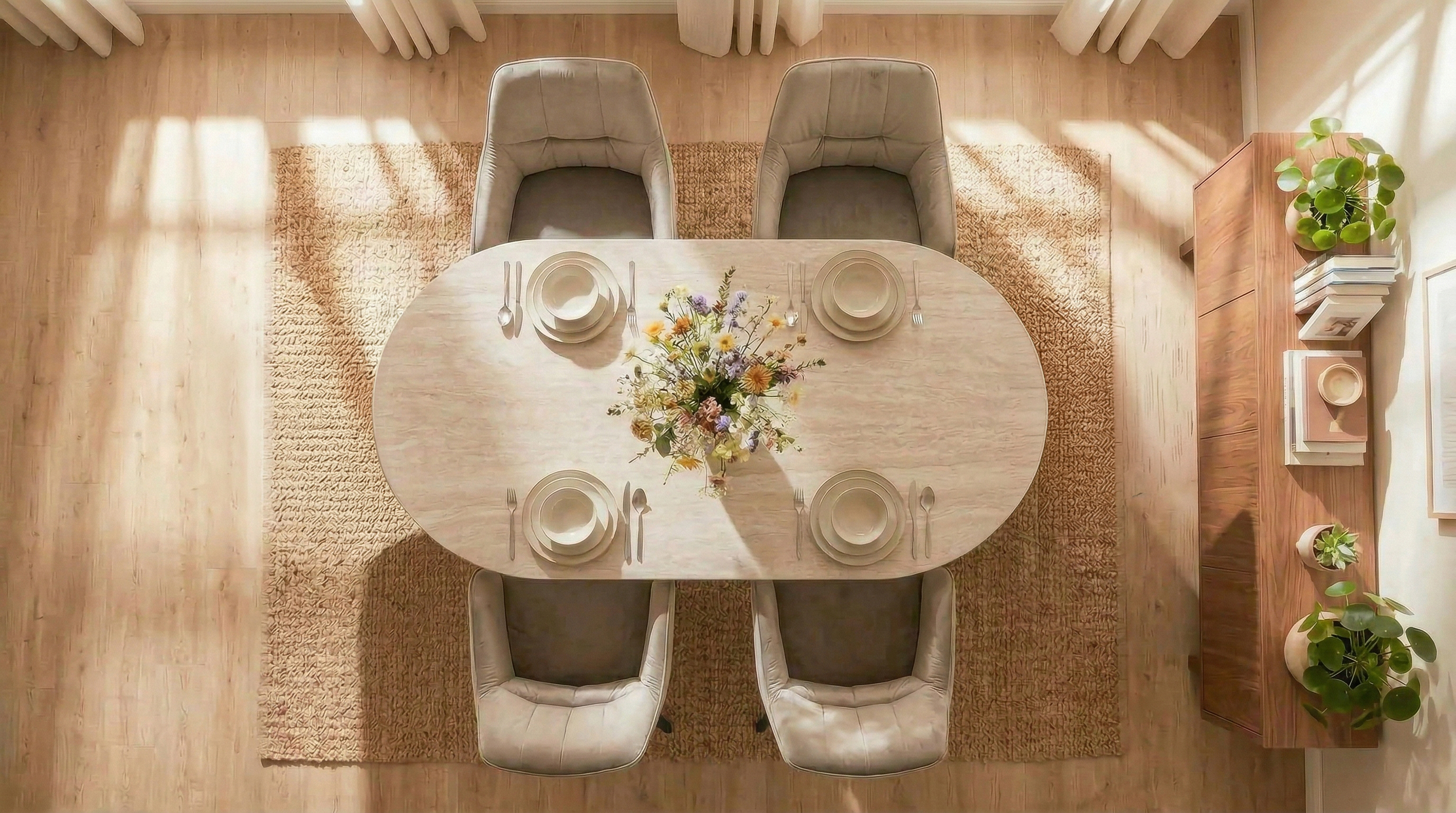 Essgruppe Bari 180 Travertin Metall + 4 Stühle Raster Samt Champagner