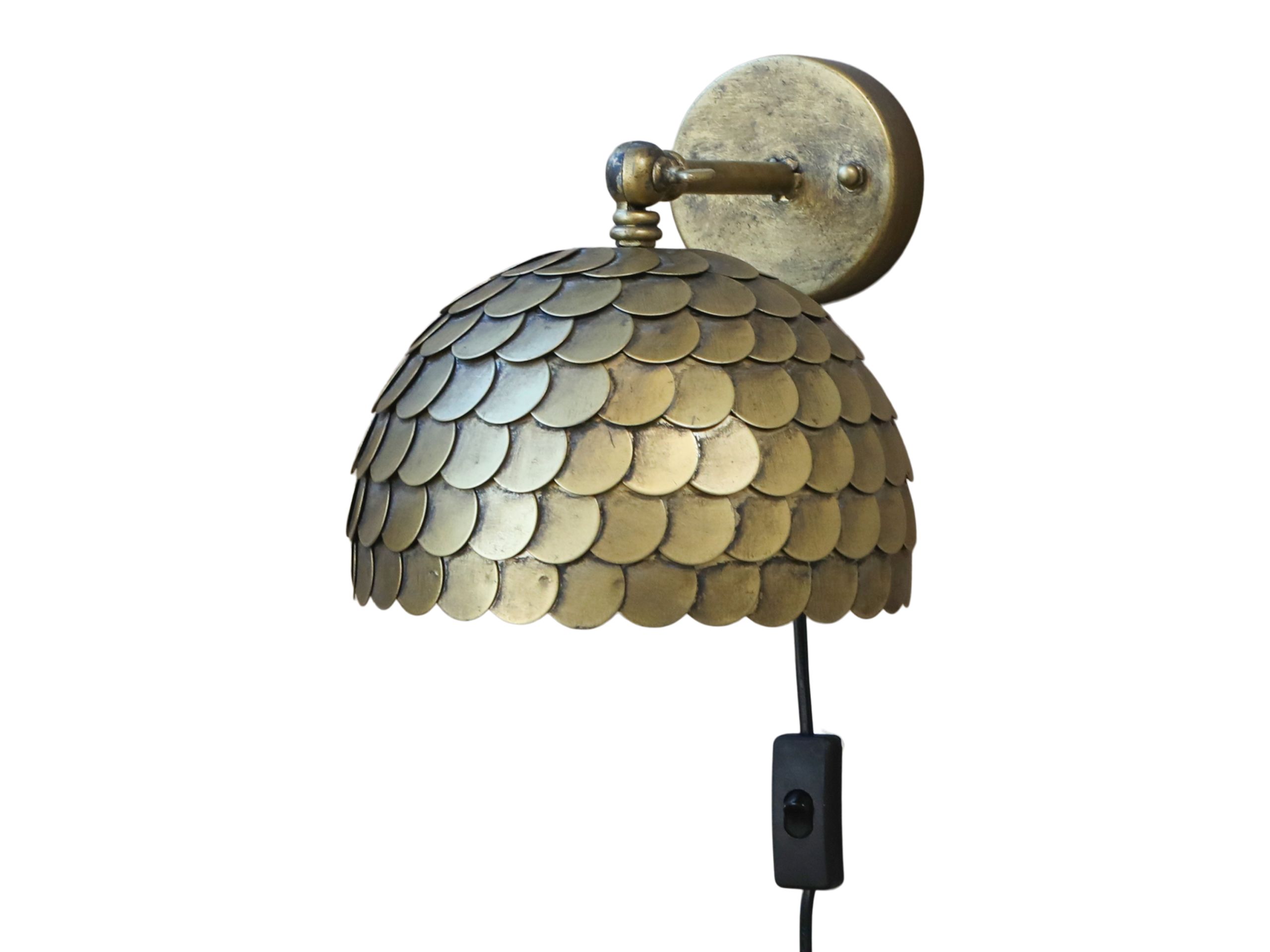 Wandlampe Dragon Scales Metall in Antik Messing 22 cm Ø