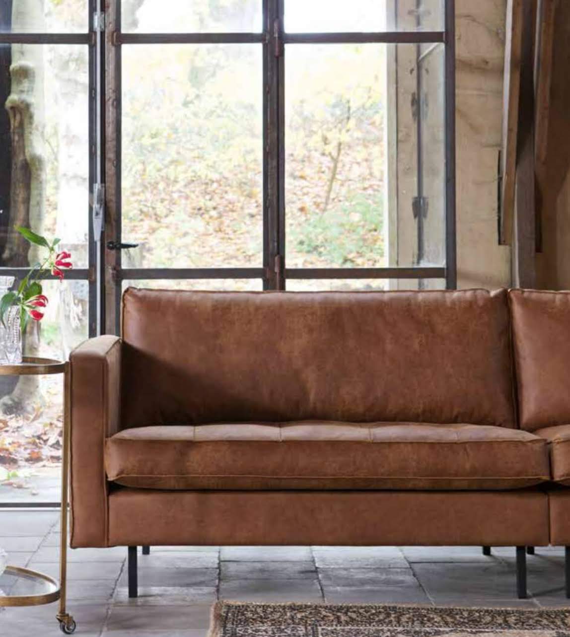 Ledersofa Rodeo 2,5-Sitzer Cognac 190