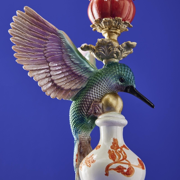 Vintage Kerzenständer Kolibri Asia Bunt 