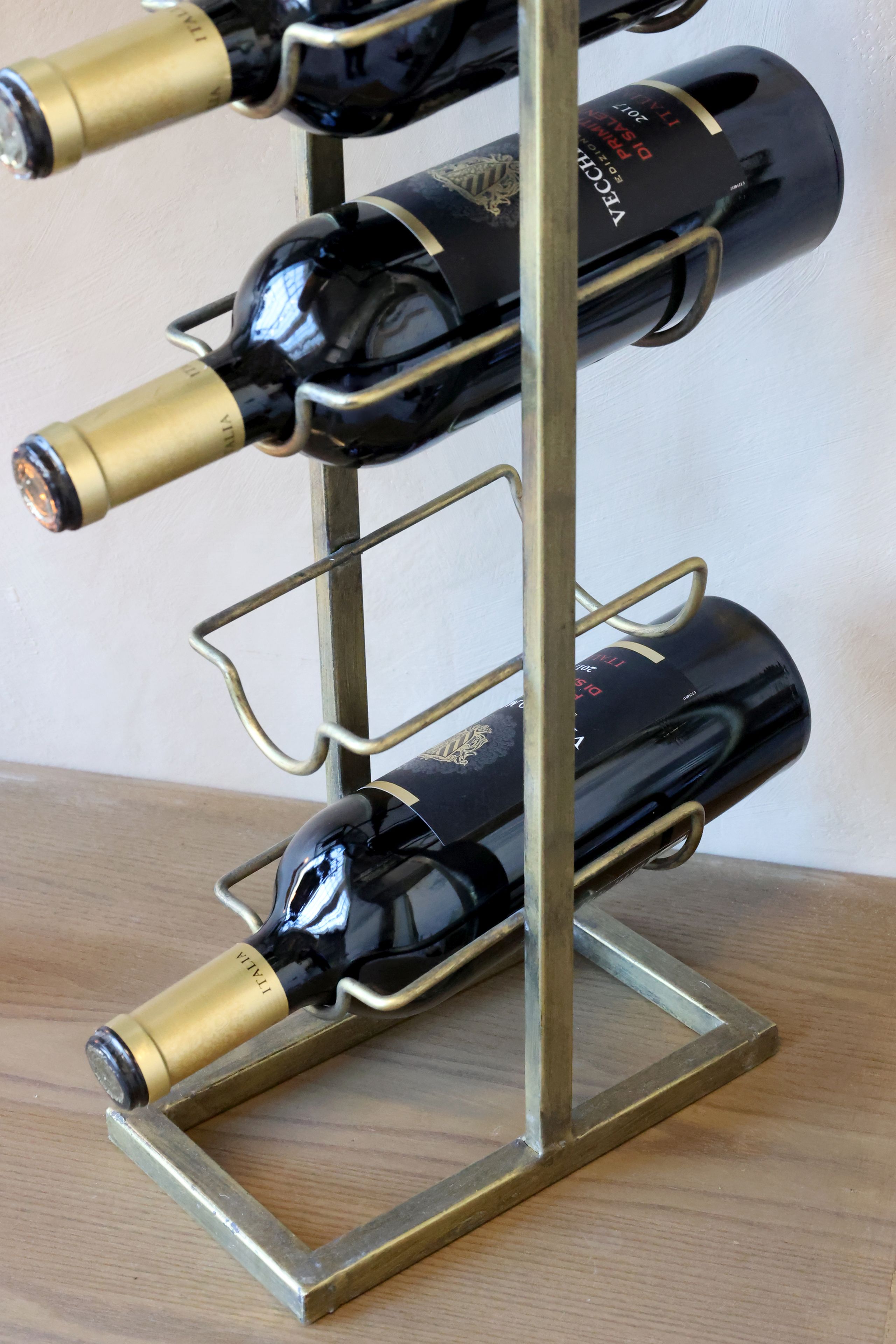 Vintage Weinregal Flaschenständer Bacchus Metall Antik-Gold