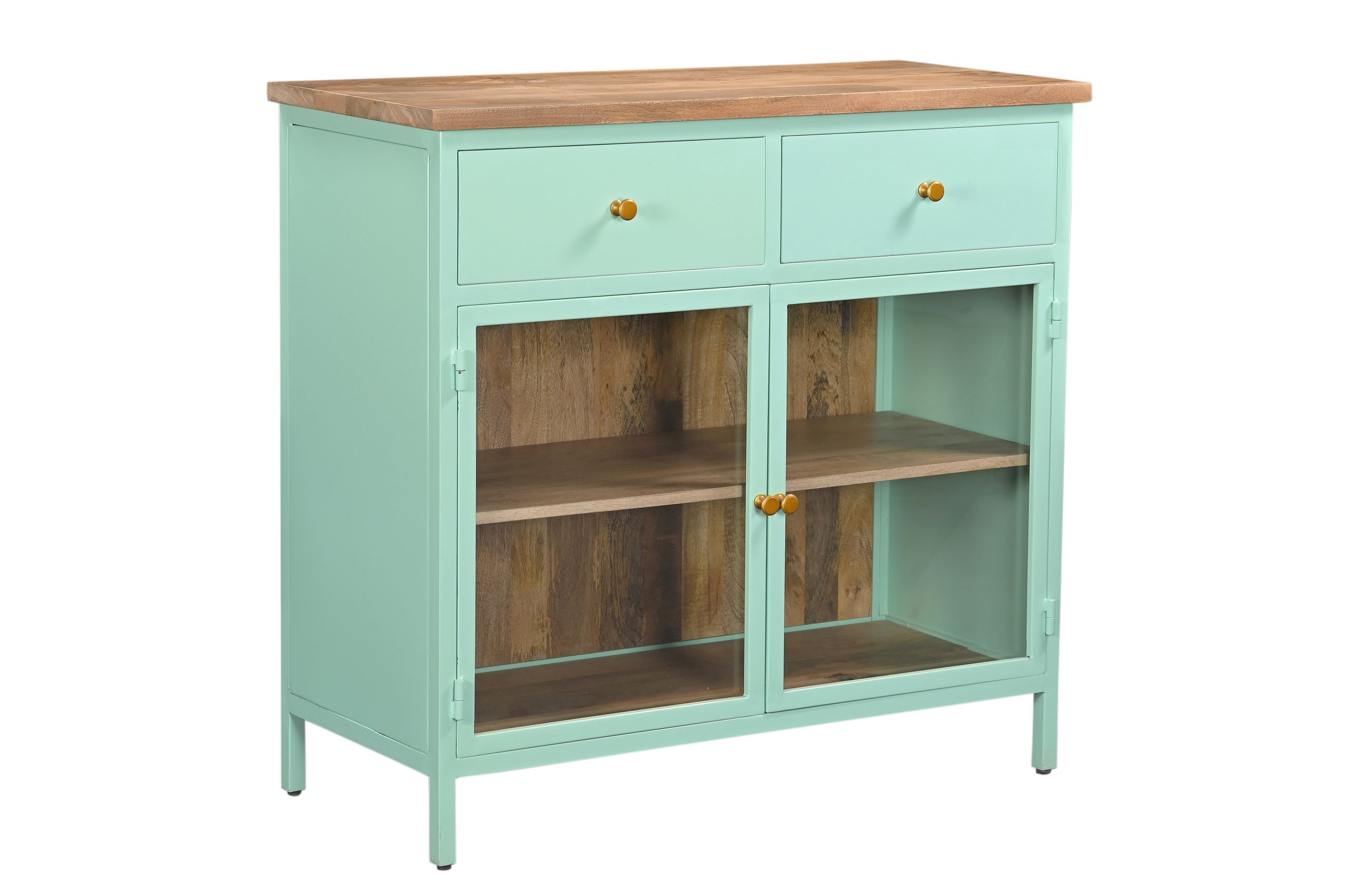 Küchenschrank Sideboard Vintage 2türig Provence Metallkorpus Holz Azure